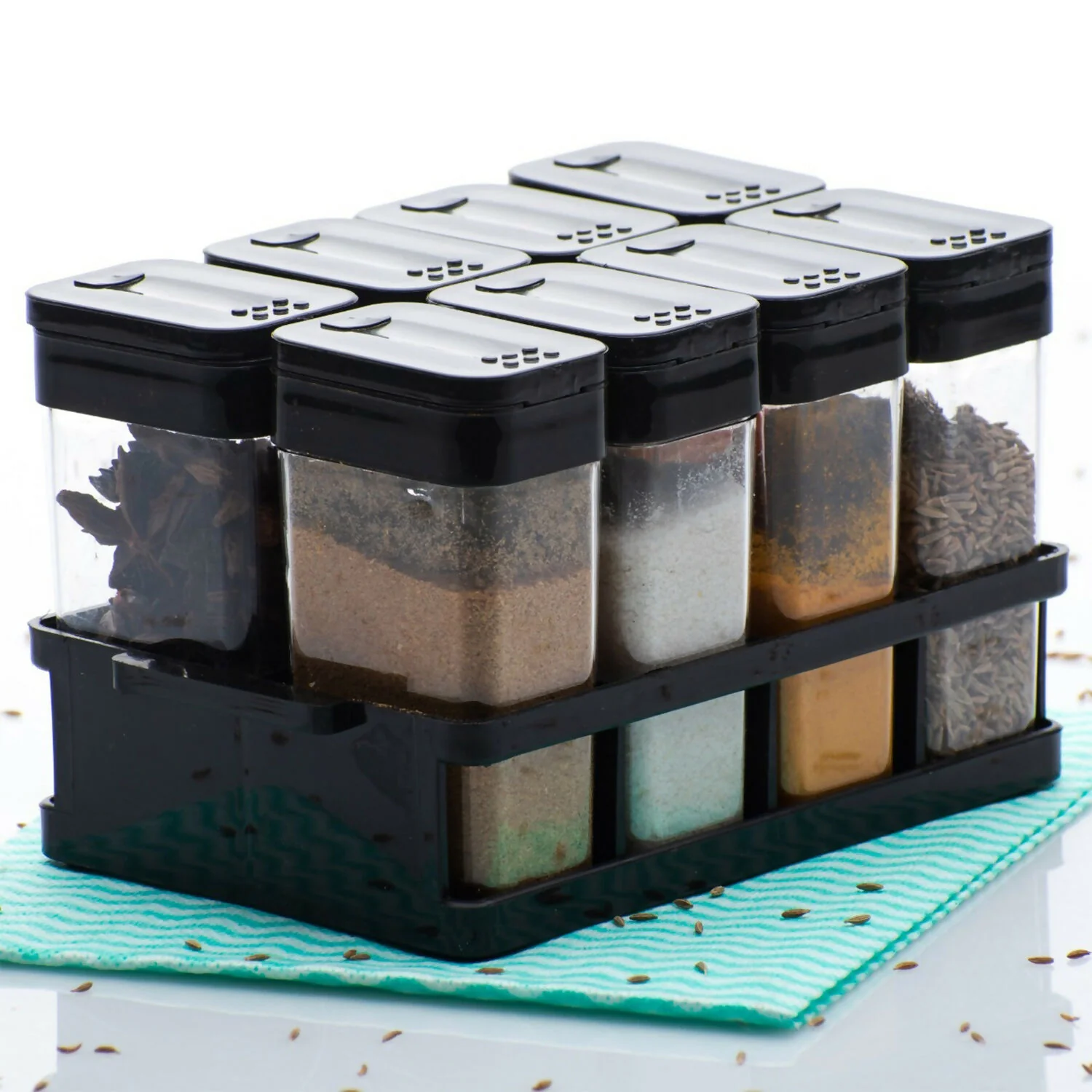 multipurpose spice rack with tray set of 8 - Image 3