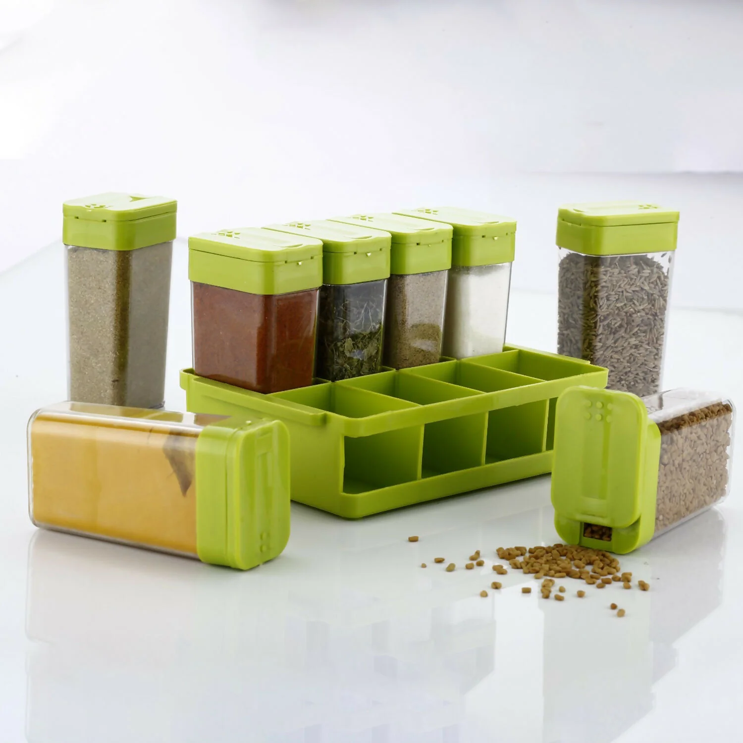 multipurpose spice rack with tray set of 8 - Image 5