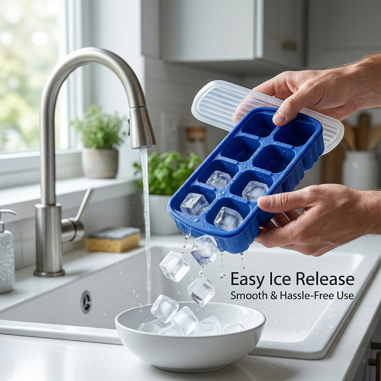 Multipurpose Square Ice Cube Tray with Lid (1 Pc, 17x9 Cm, 8 Grid) - Image 5