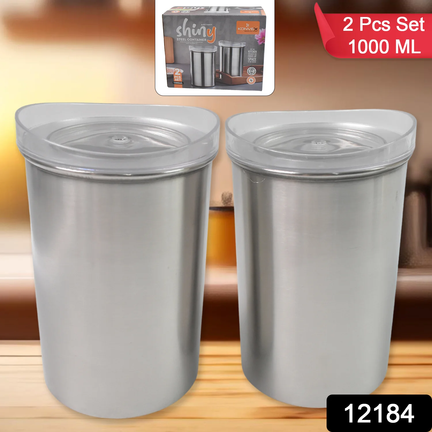 Stainless Steel Airtight Containers with See Through Lid (2 Pc Set / 1000 ML) - Image 2