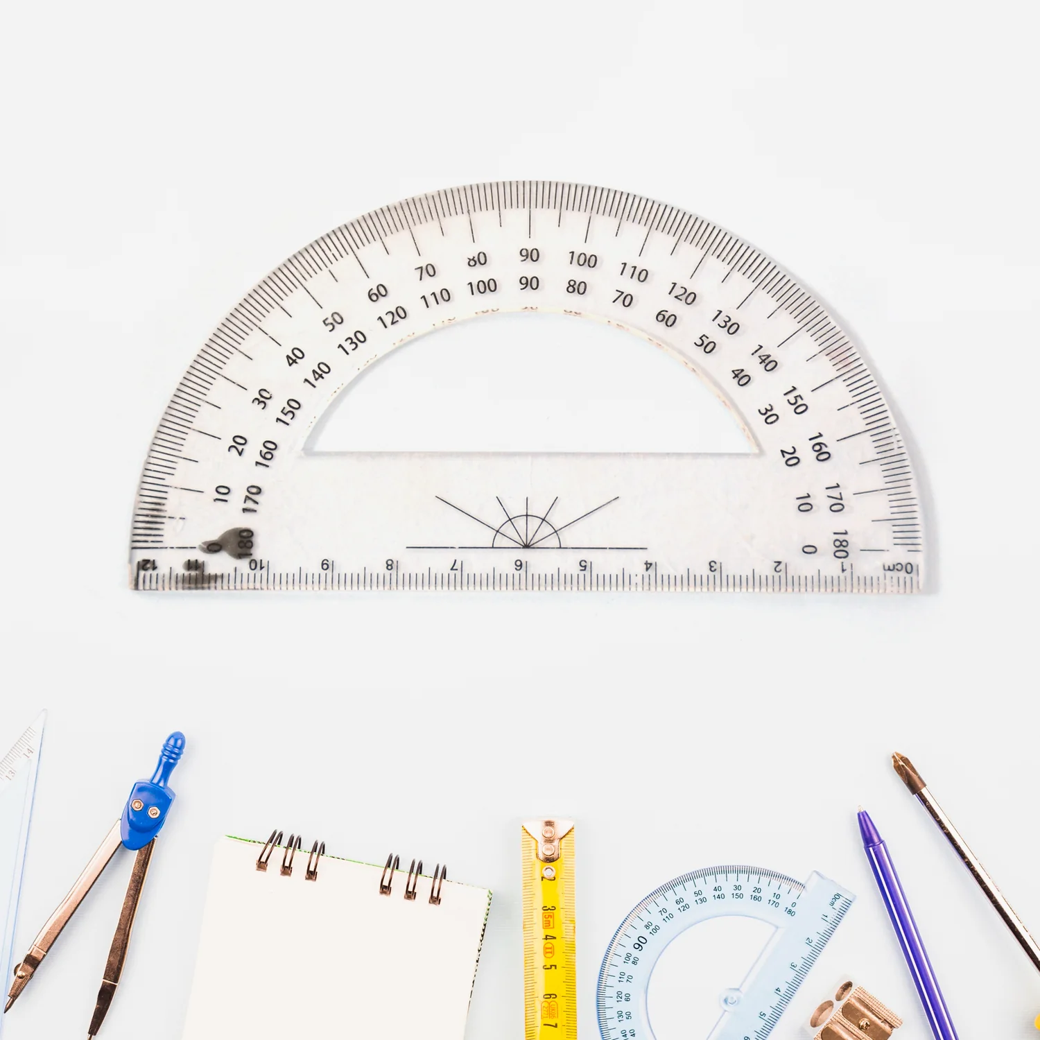 Multipurpose Transparent Plastic Protractor Set (3 Pcs Set) - Image 4