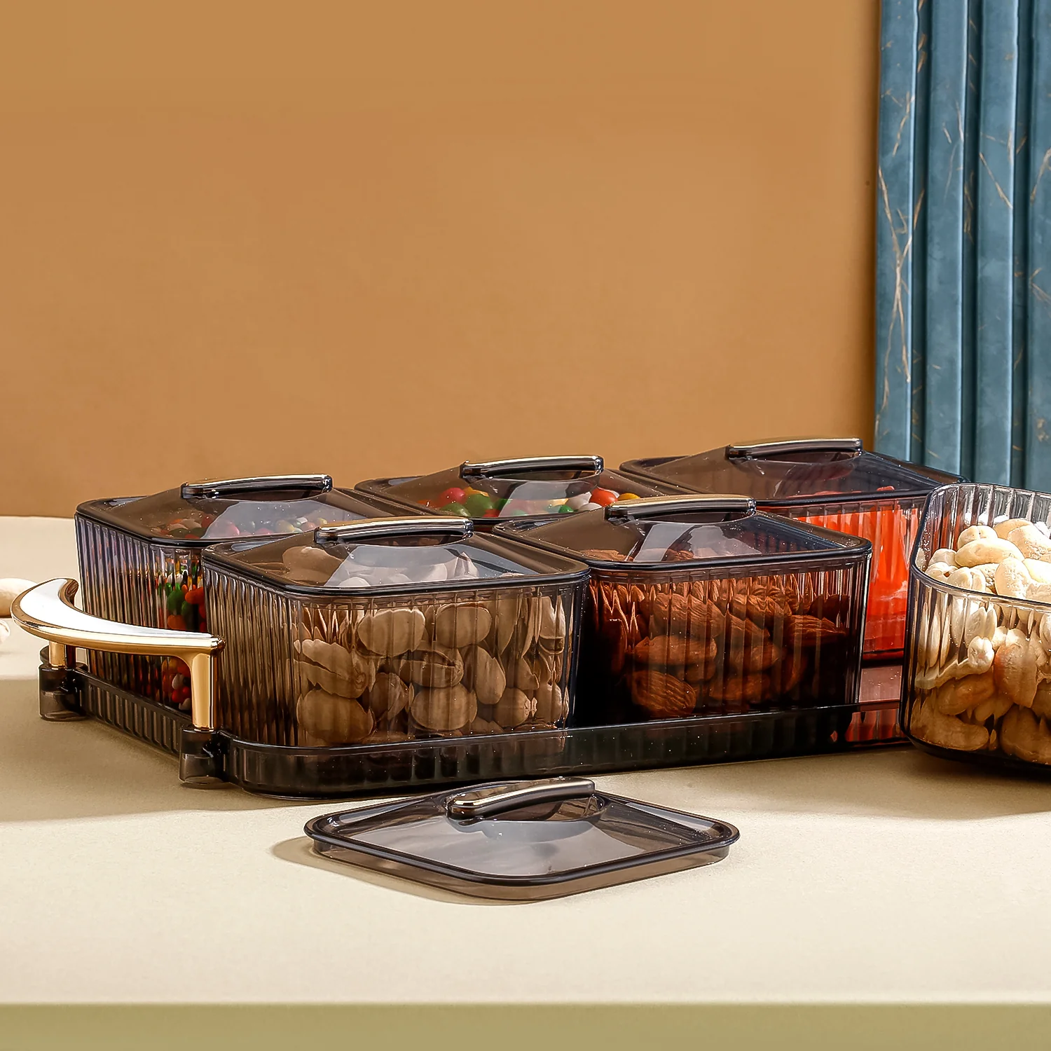 Liger Multipurpose Transparent Spice Jar Set with Tray and Lids 400ML Approx (6 Pc) - Image 3