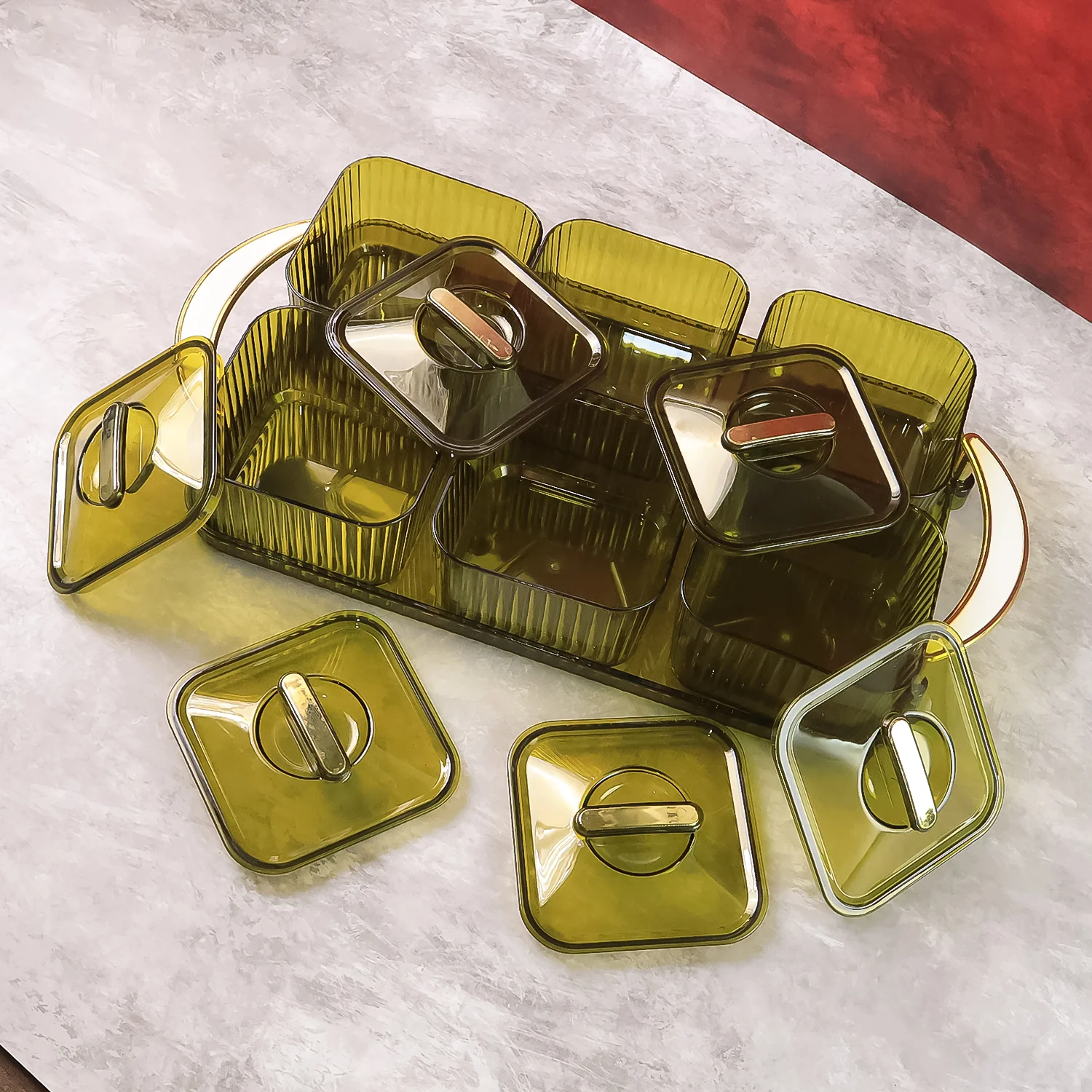 Liger Multipurpose Transparent Spice Jar Set with Tray and Lids 400ML Approx (6 Pc) - Image 6