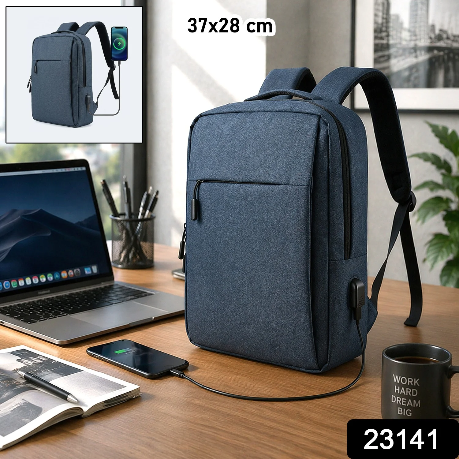 Multipurpose Travel Luggage Backpack with USB Charging Port (1 Pc, 37x28 Cm) - Image 2