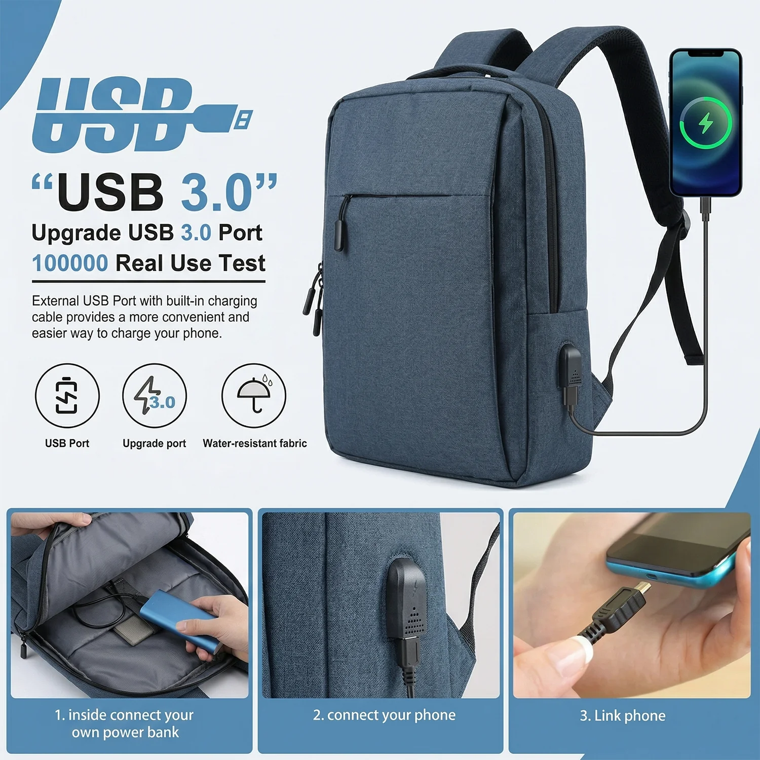 Multipurpose Travel Luggage Backpack with USB Charging Port (1 Pc, 37x28 Cm) - Image 7
