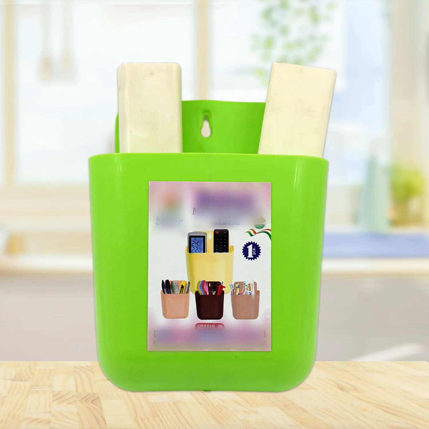 2-Section Multipurpose Wall Holder – Mobile, Remote & Makeup Brush Storage (1 Pc) - Image 6