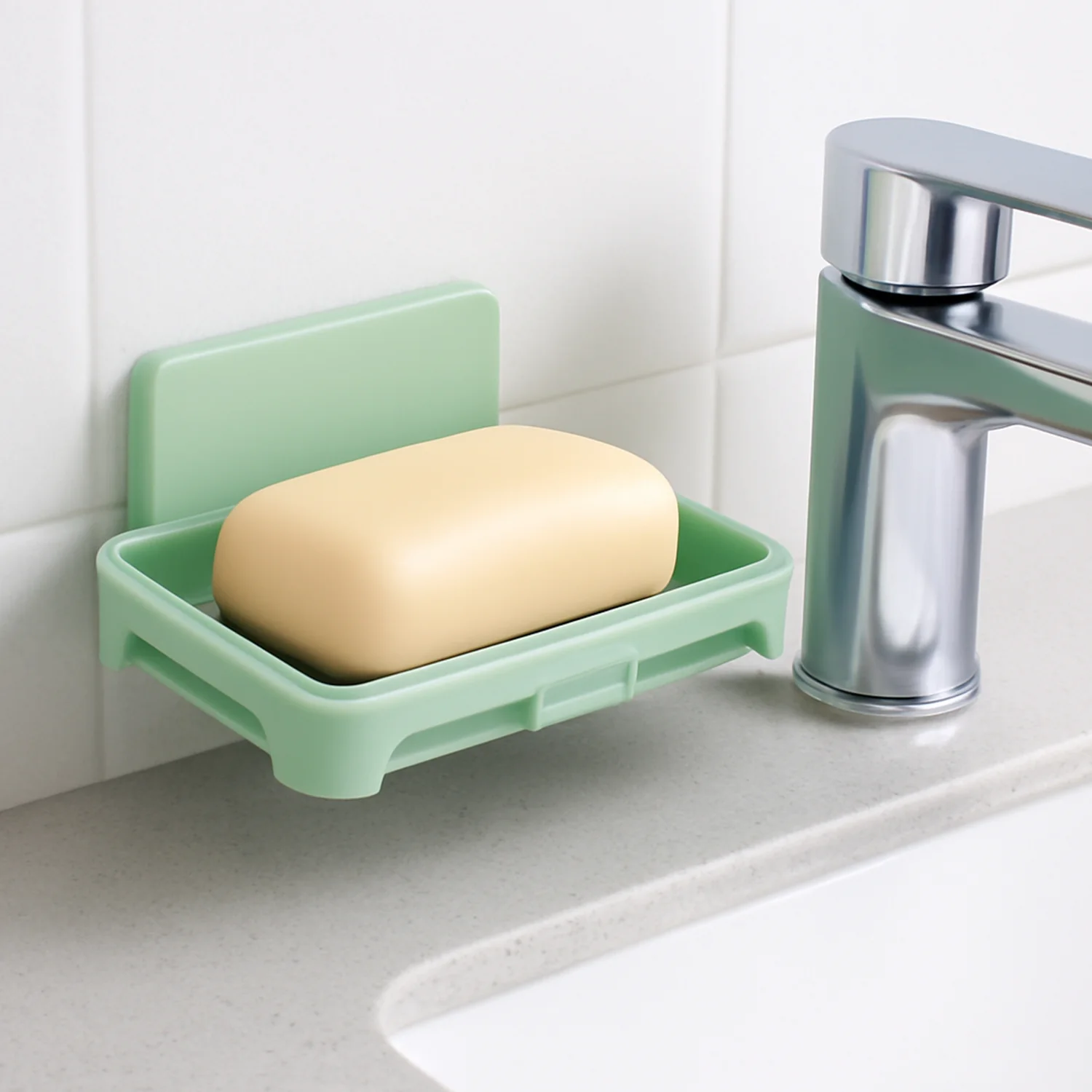 Multipurpose Wall-Mount Soap Dish with Self-Draining Slotted Base (1 Pc) - Image 3