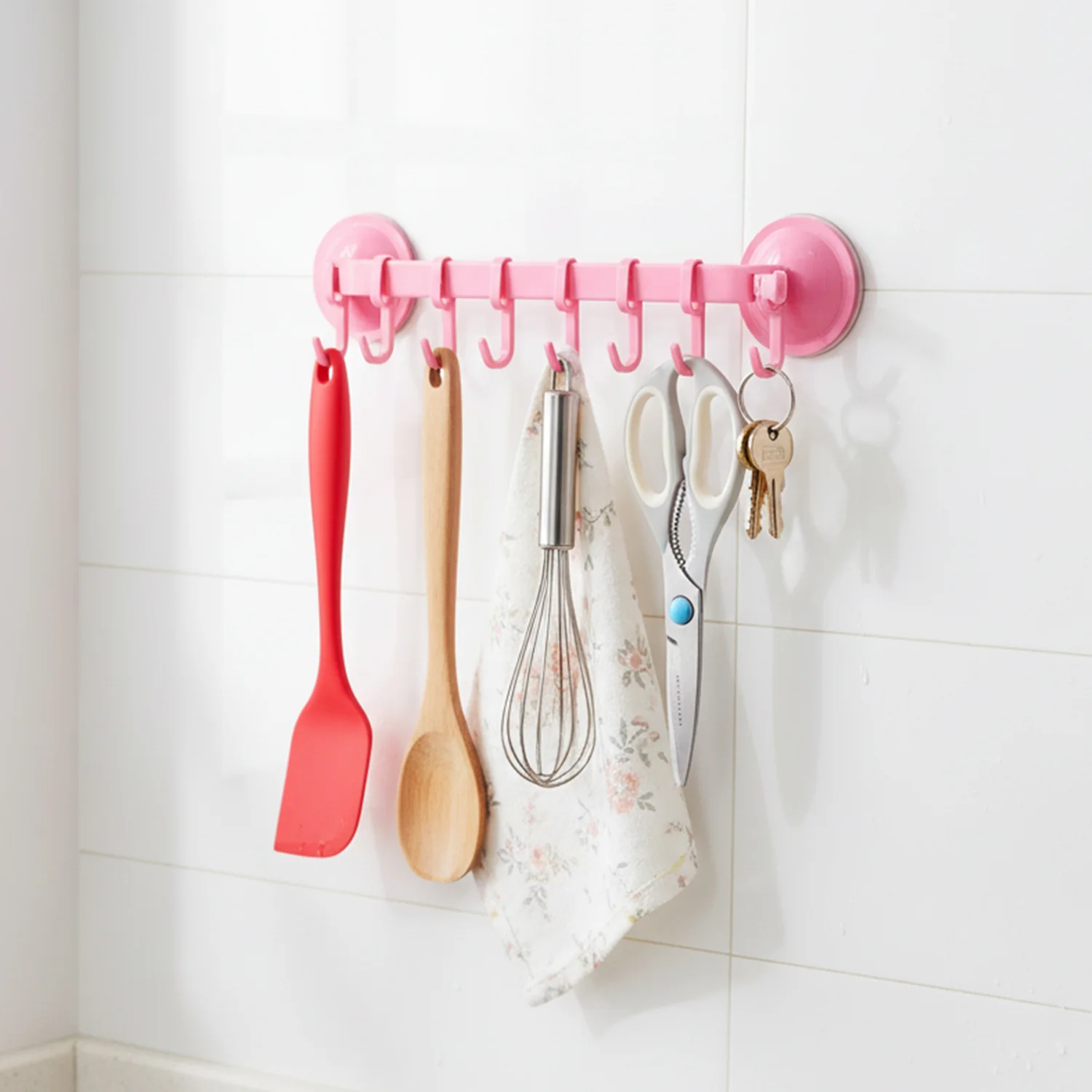 Multipurpose Wall-Mounted Plastic Hanging Rack (6 Hook, 1 Pc) - Image 4