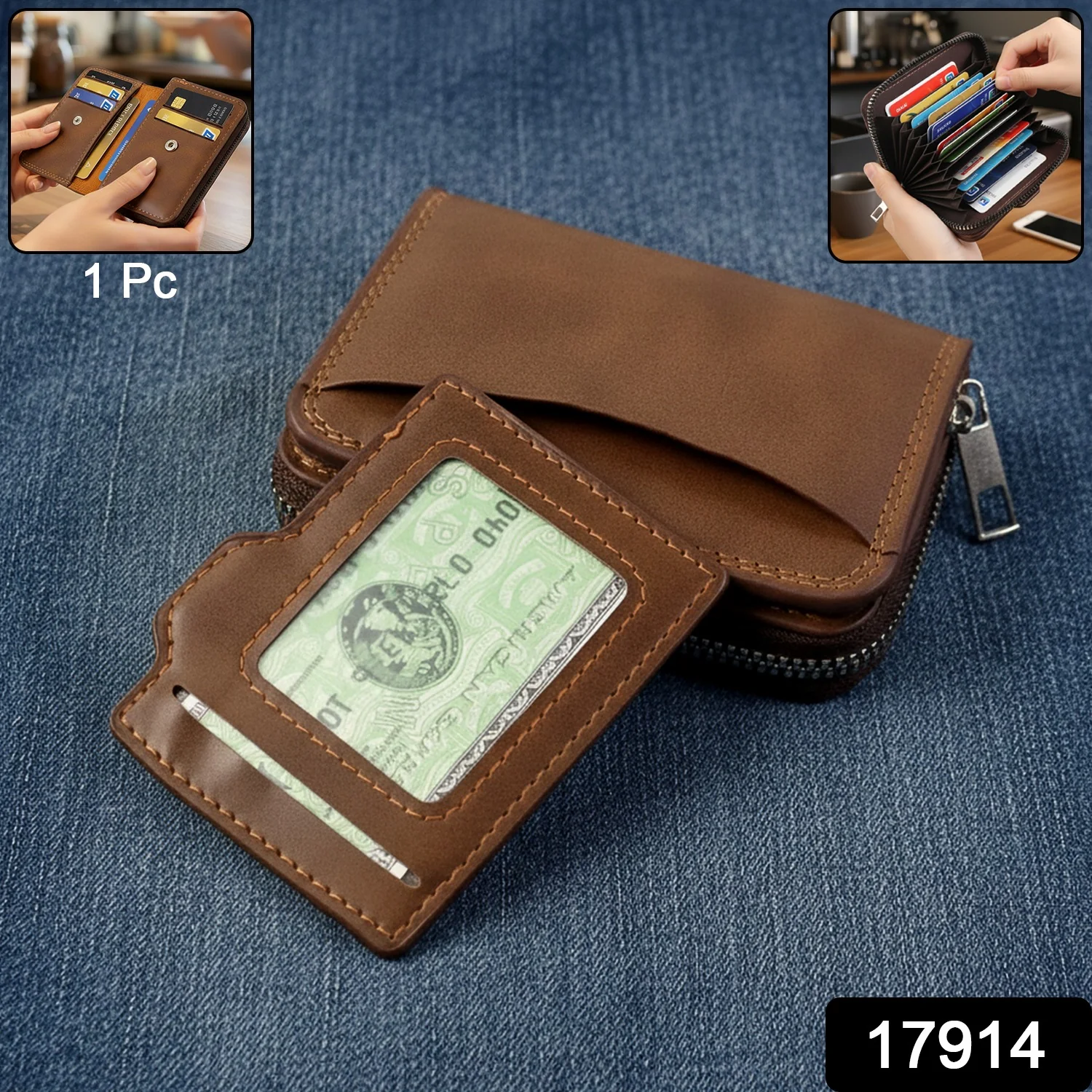 Premium Multipurpose Zip Closure Card Holder Wallet (1 Pc) - Image 2