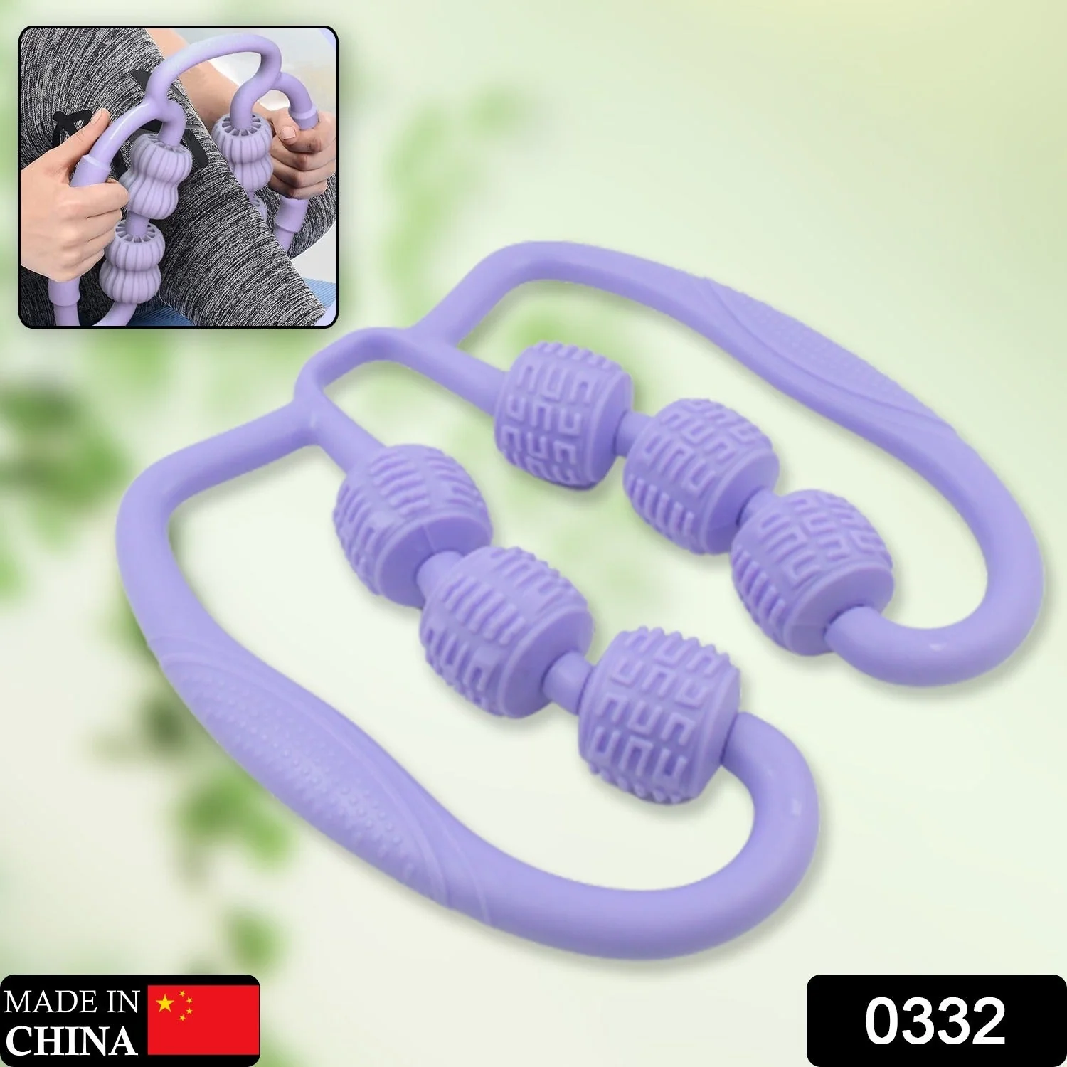 Muscle Massage Roller, 6 Wheels Relieve Soreness Leg Muscle Roller Fitness Roller Muscle Relaxer Massage Roller Ring Clip All Round Massaging Uniform Force Elastic PP Drop Shaped for Home Use (1 Pc) - Image 2