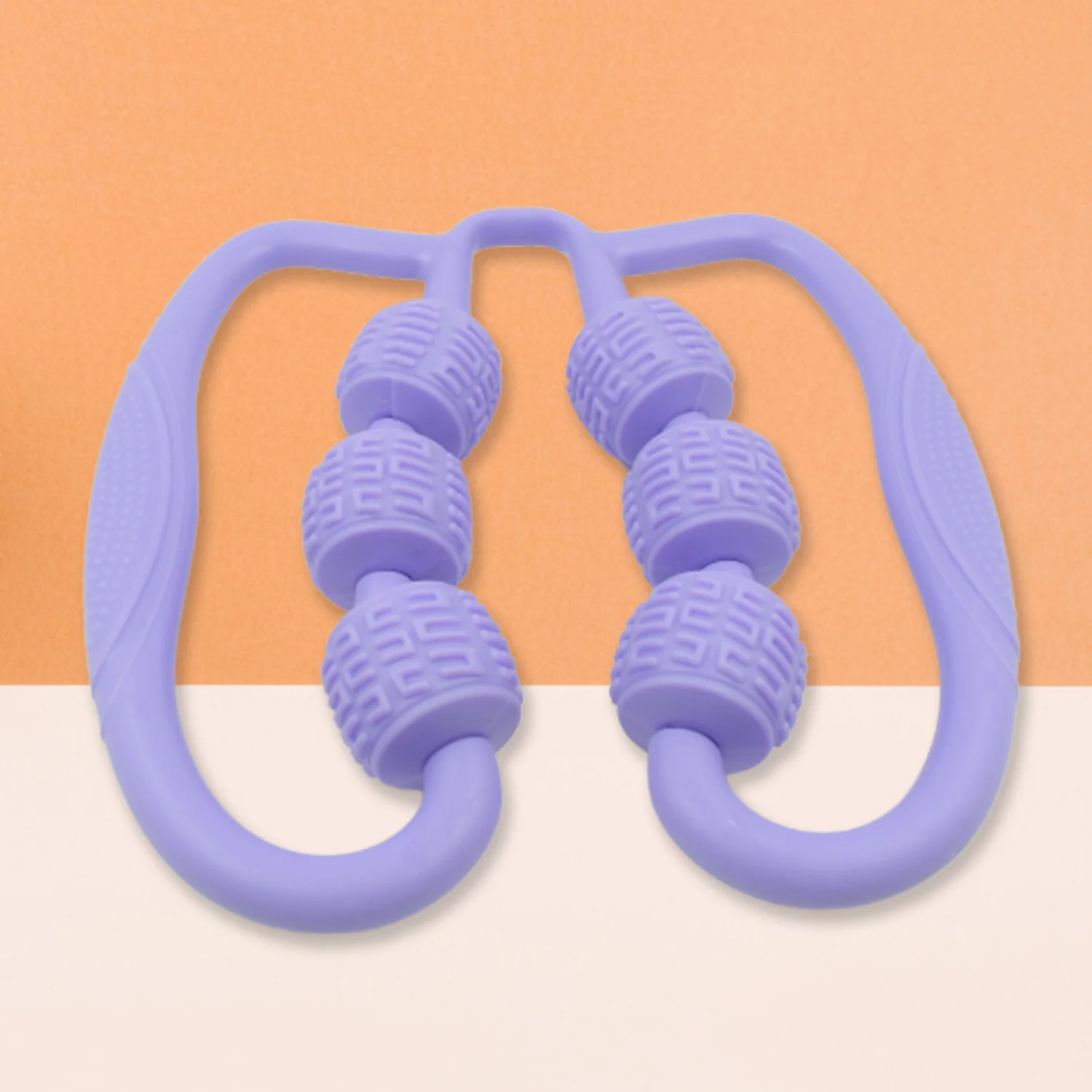 Muscle Massage Roller, 6 Wheels Relieve Soreness Leg Muscle Roller Fitness Roller Muscle Relaxer Massage Roller Ring Clip All Round Massaging Uniform Force Elastic PP Drop Shaped for Home Use (1 Pc) - Image 5