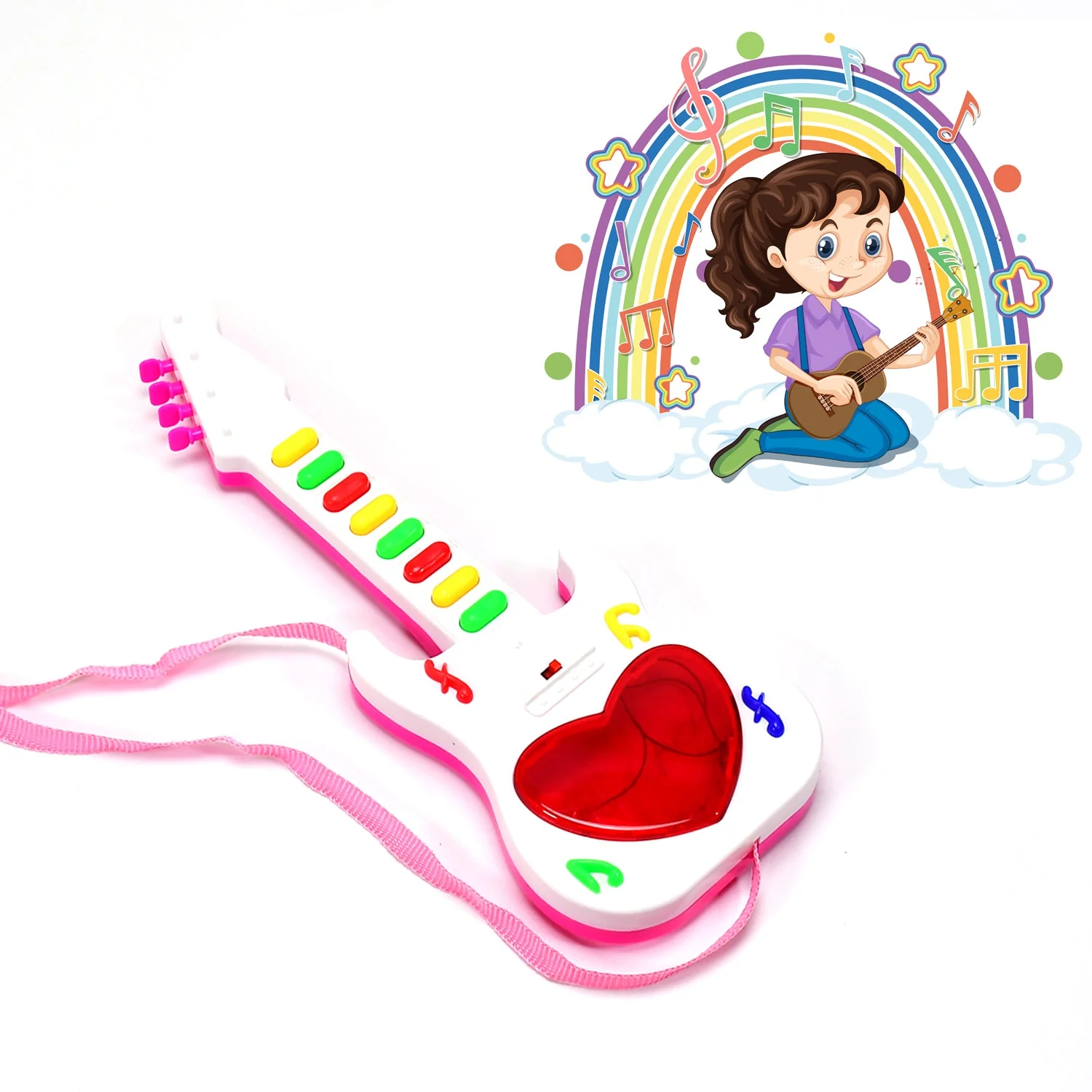 Battery Operated Musical Instruments Mini Guitar Toys and Light for 3+Years Old Kids - Image 4