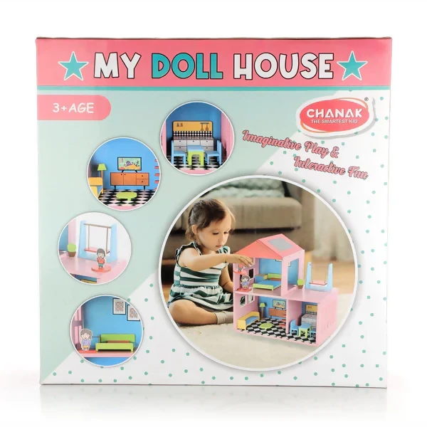 My Wooden Doll House Set for Girls with 4 Rooms (Multicolor) - Image 6