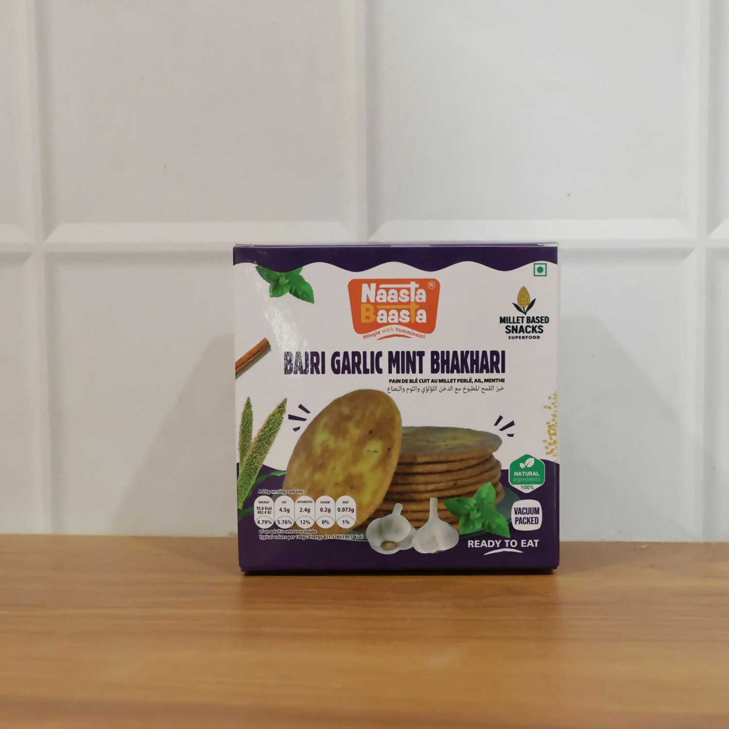 Naasta Baasta Bajri Garlic Mint Bhakhari – Millet Based Crunchy & Ready to Eat Snack (200 Gm) - Image 6
