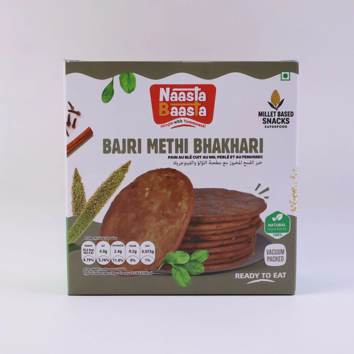 Naasta Baasta Bajri Methi Bhakhari – Millet Based Ready to Eat Snack, Natural Ingredients (200 Gm) - Image 3
