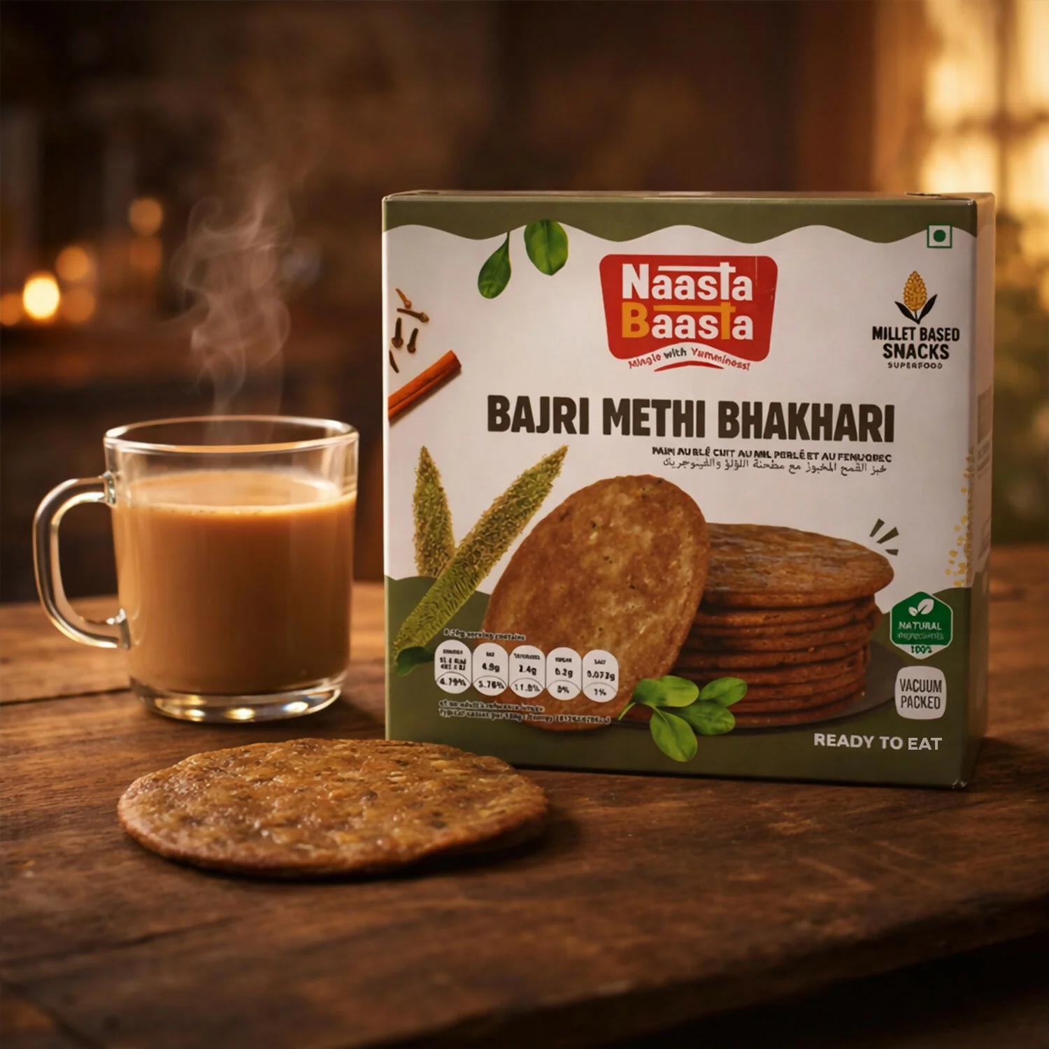 Naasta Baasta Bajri Methi Bhakhari – Millet Based Ready to Eat Snack, Natural Ingredients (200 Gm) - Image 6