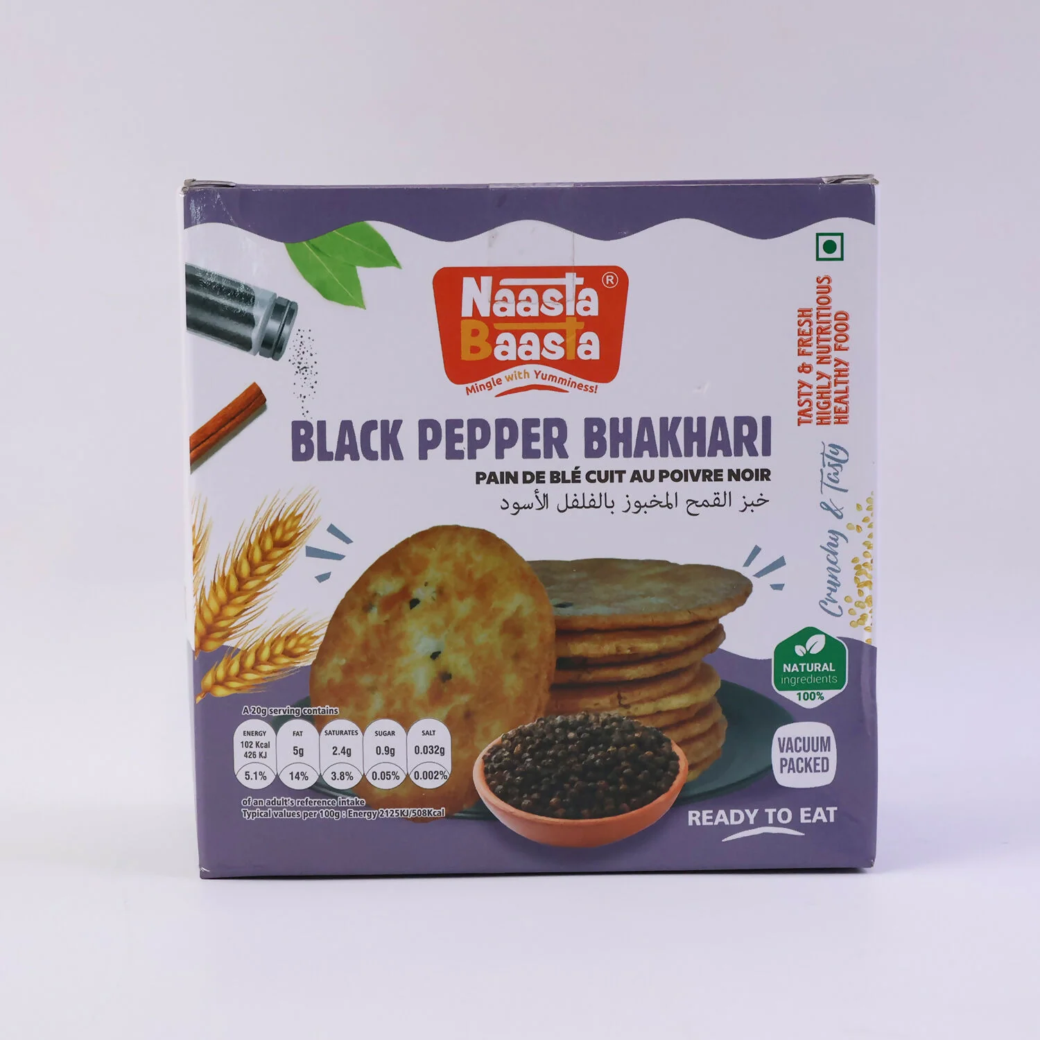 Naasta Baasta Black Pepper Bhakhari – Crispy & Spicy Ready to Eat Millet Snack (200 Gm) - Image 5
