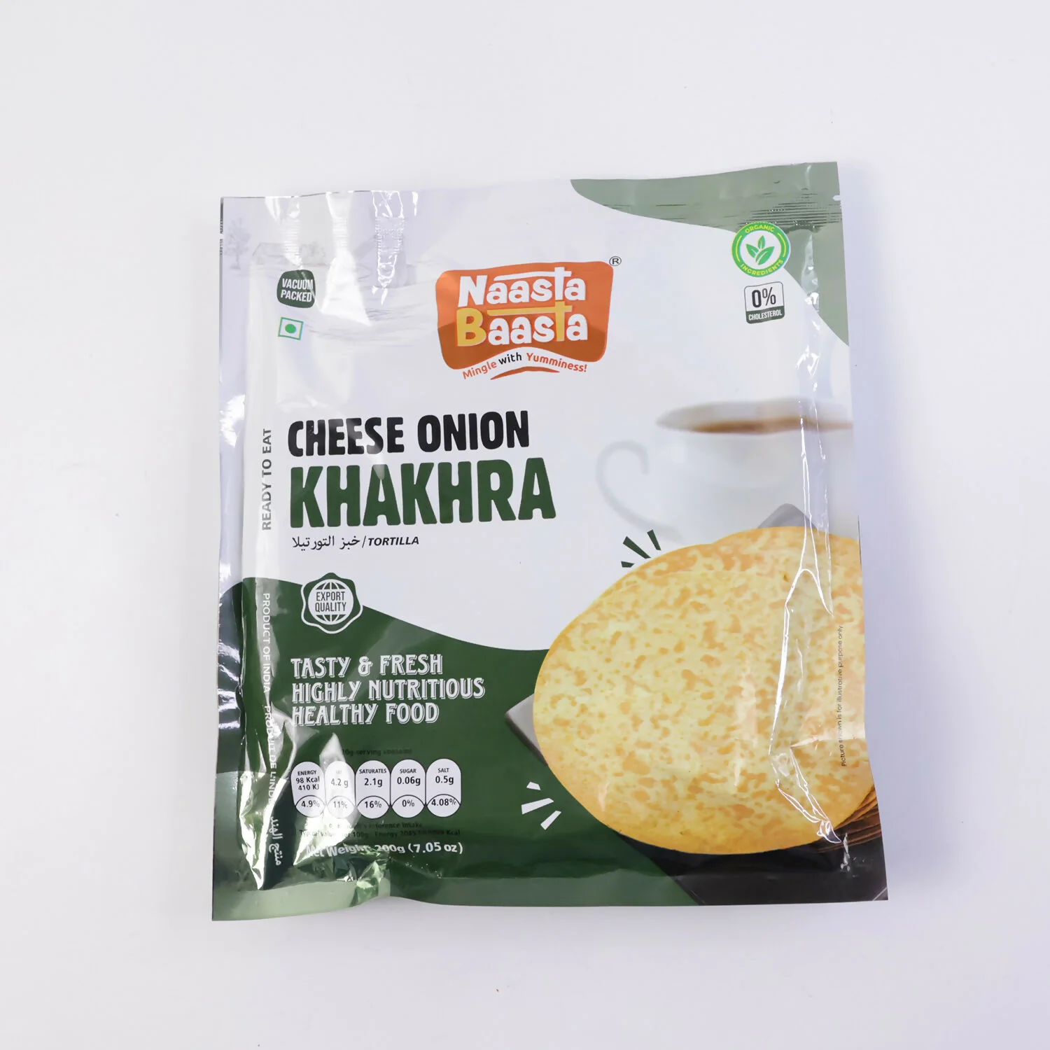 Naasta Baasta Cheese Onion Khakhra - Crispy Ready to Eat Wheat Flour Snack (200 Gm) - Image 5