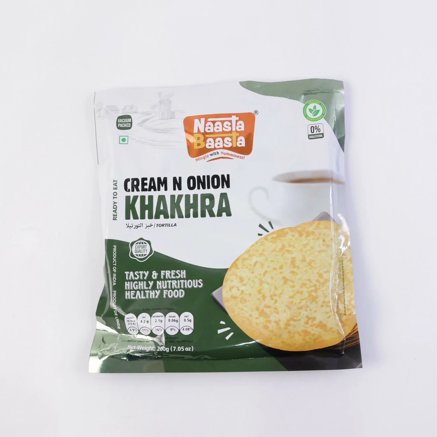 Naasta Baasta Cream N Onion Khakhra Ready to Eat Crispy & Nutritious Snack (200gm) - Image 5