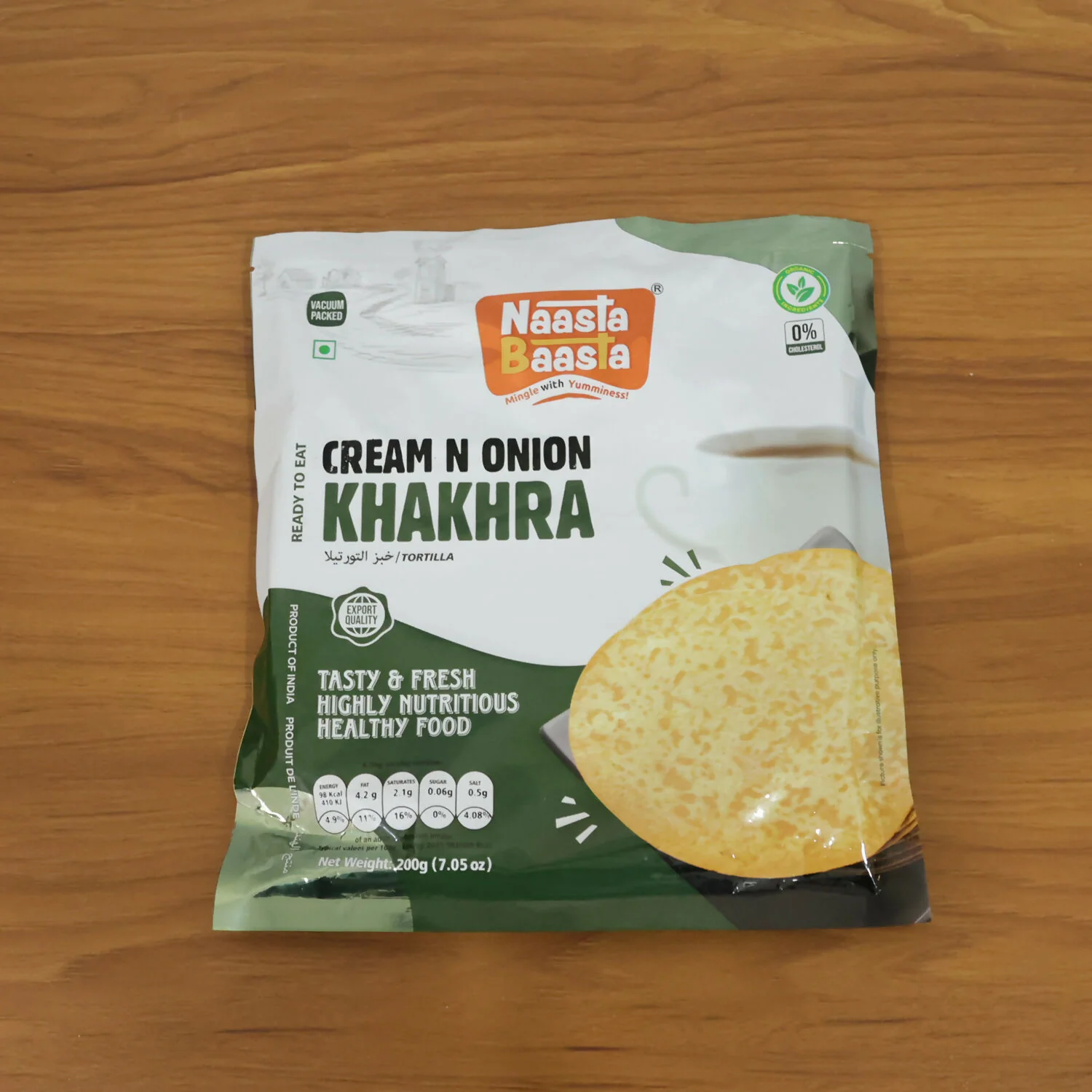 Naasta Baasta Cream N Onion Khakhra Ready to Eat Crispy & Nutritious Snack (200gm) - Image 6