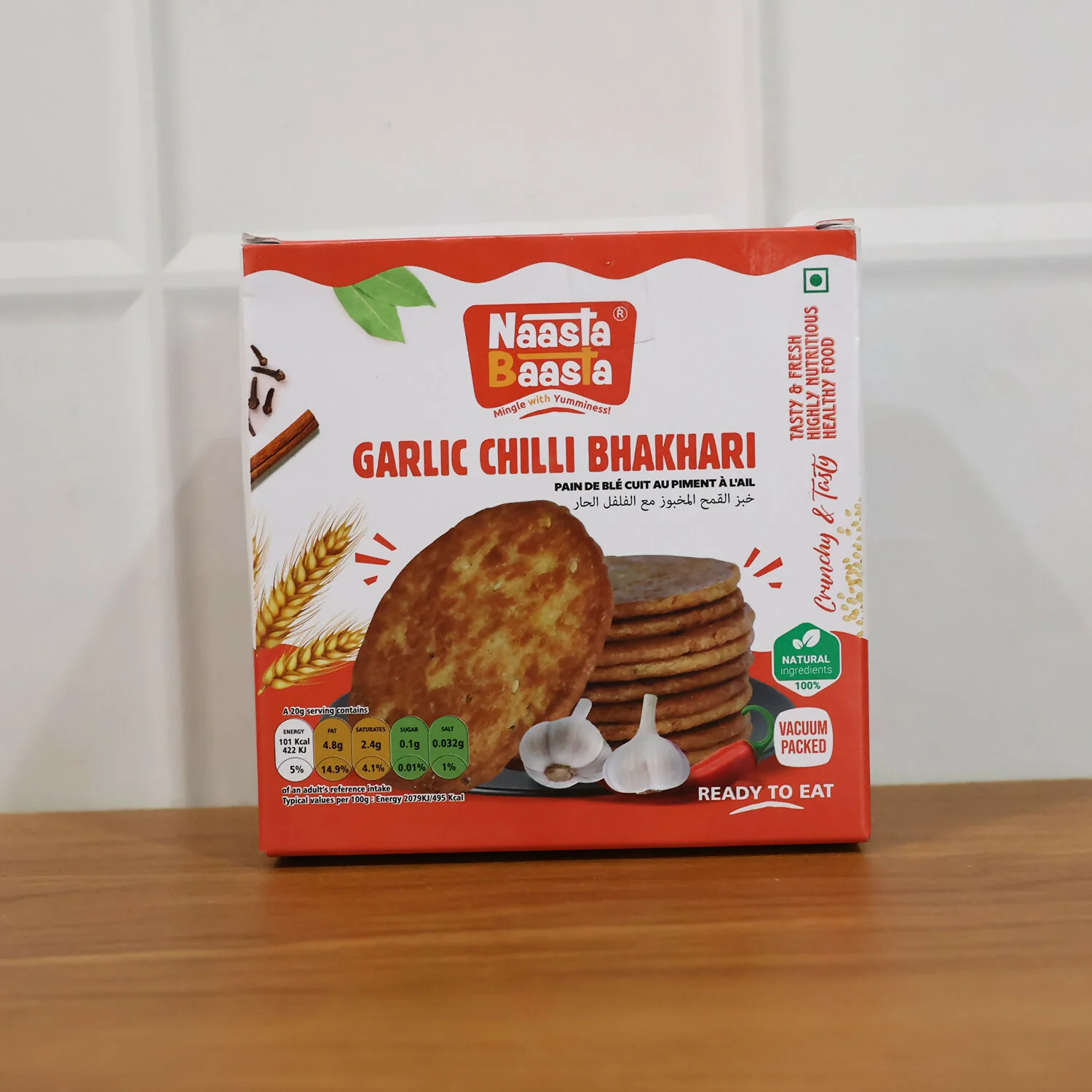 Naasta Baasta Garlic Chilli Bhakhari Ready-to-Eat Crispy Wheat Snack (200 Gm) - Image 5