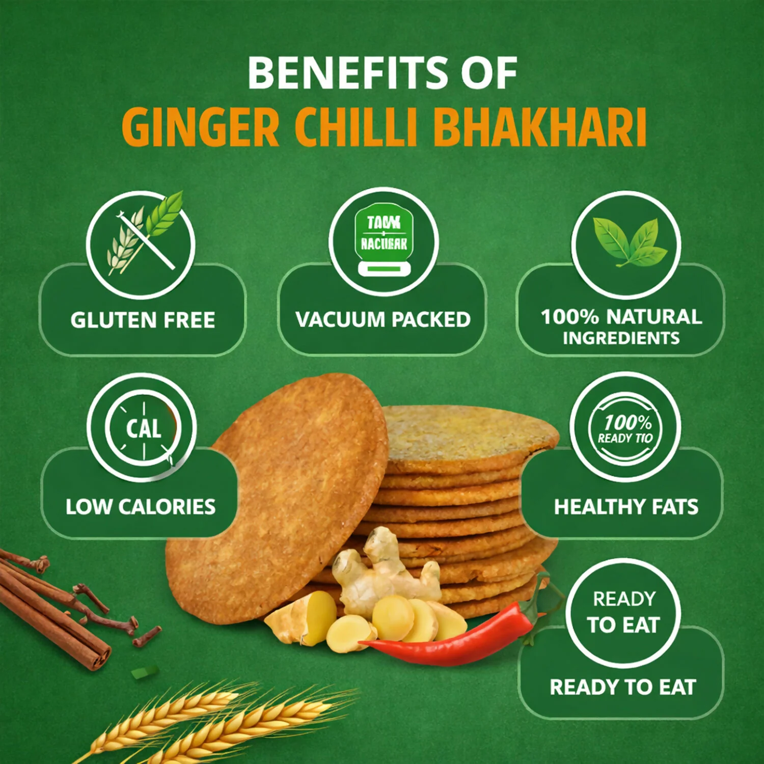 Naasta Baasta Ginger Chilli Bhakhari Spicy & Fresh Ready to Eat Crispy Tea-Time Snack (200gm) - Image 4