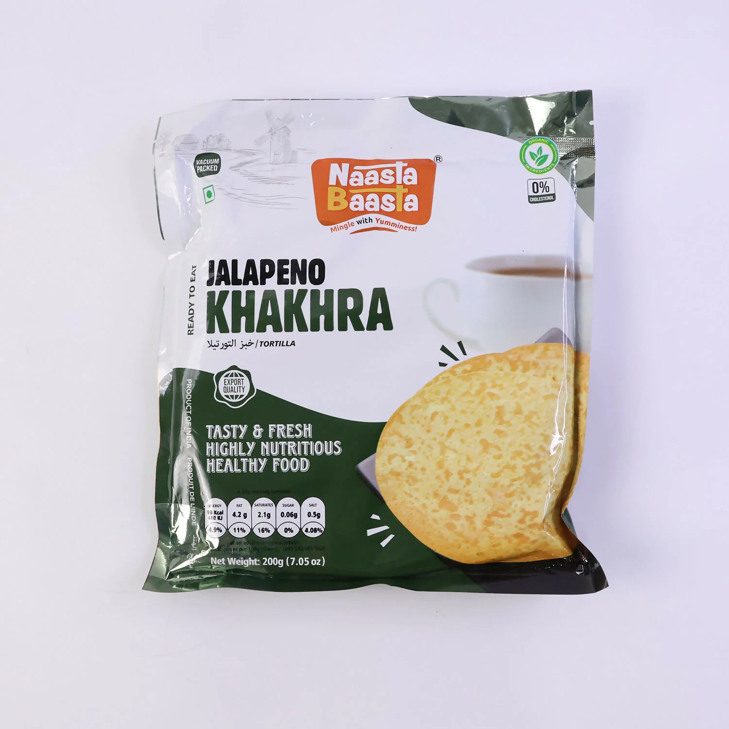 Naasta Baasta Jalapeno Khakhra Ready-to-Eat Crispy Whole Wheat Snack (200 Gm) - Image 4