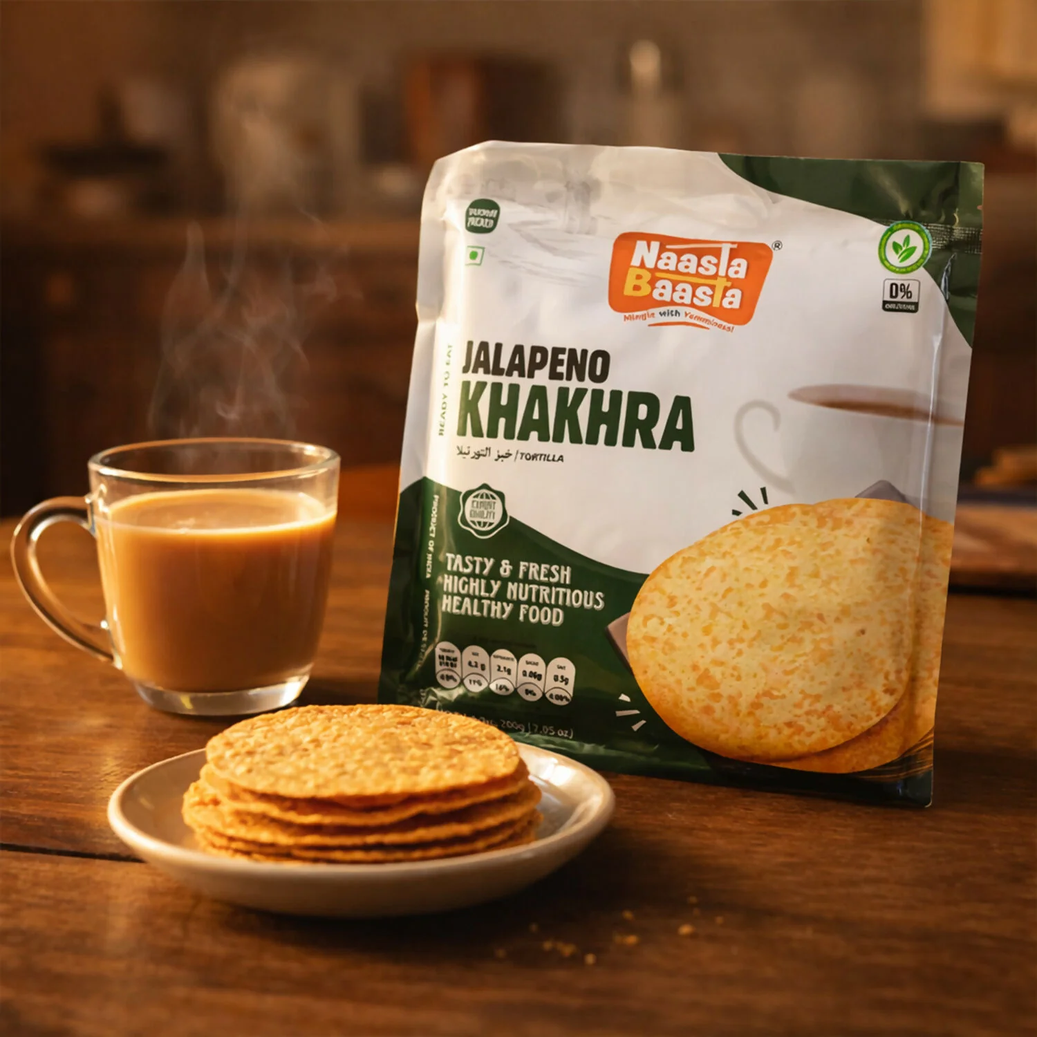 Naasta Baasta Jalapeno Khakhra Ready-to-Eat Crispy Whole Wheat Snack (200 Gm) - Image 6