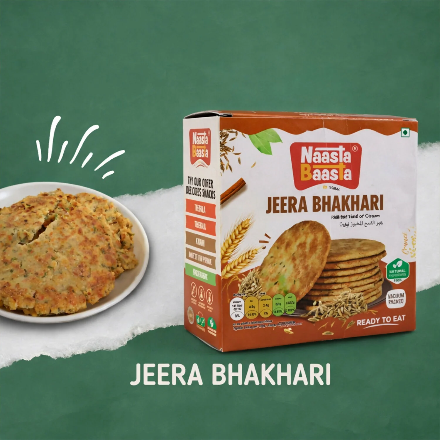 Naasta Baasta Jeera Bhakhari – Crispy Cumin Flavored Ready to Eat Snack (200 Gm) - Image 2