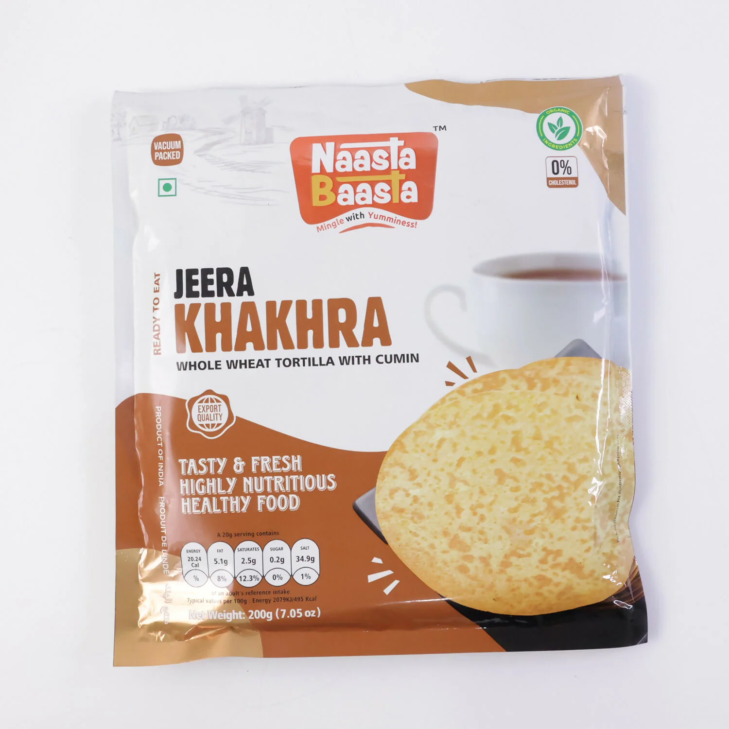 Naasta Baasta Jeera Khakhra Whole Wheat Tortilla with Cumin Crispy & Delicious Ready to Eat Snack(200gm) - Image 5
