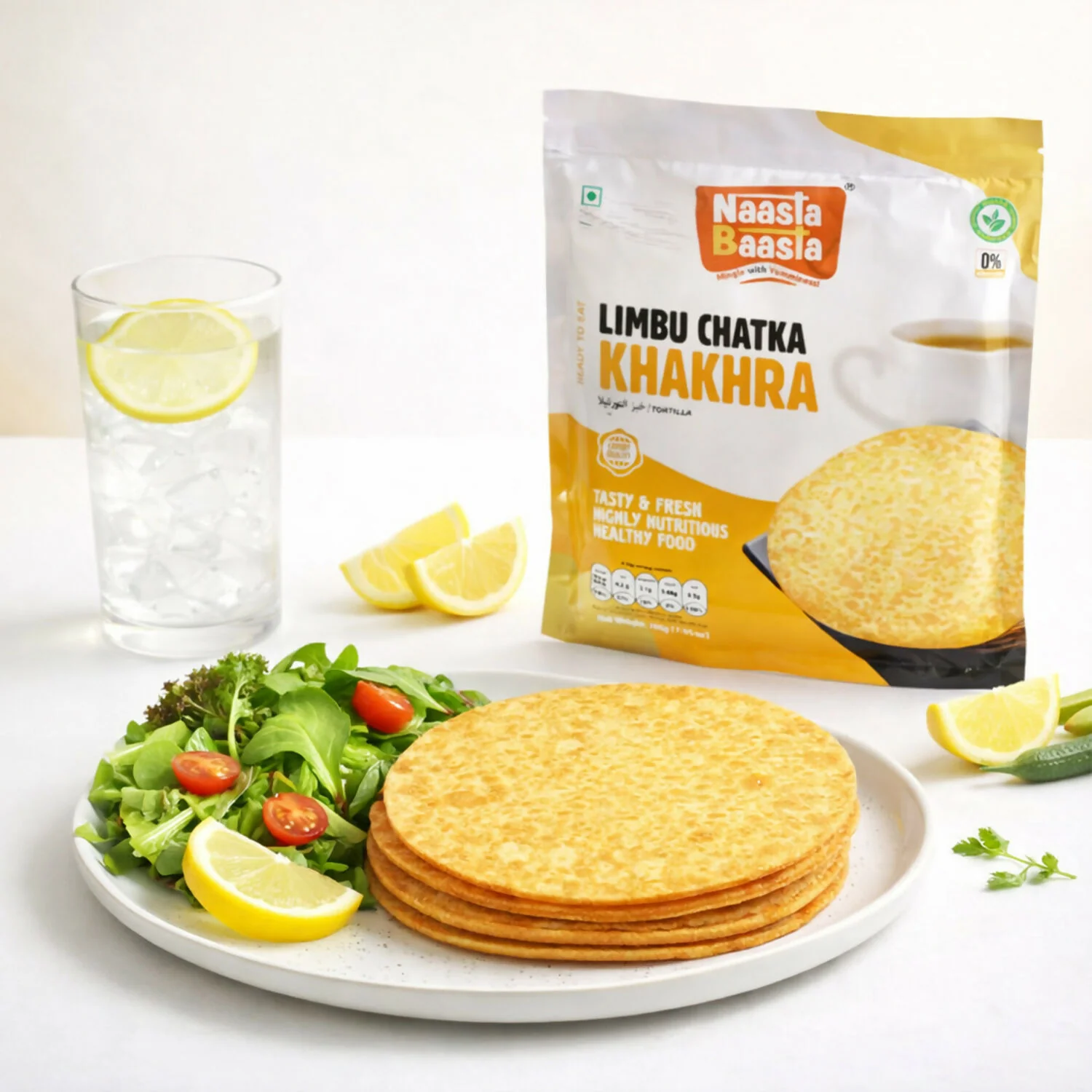 Naasta Baasta Limbu Chatka Khakhra Ready to Eat Tangy & Healthy Snack (200gm) - Image 4