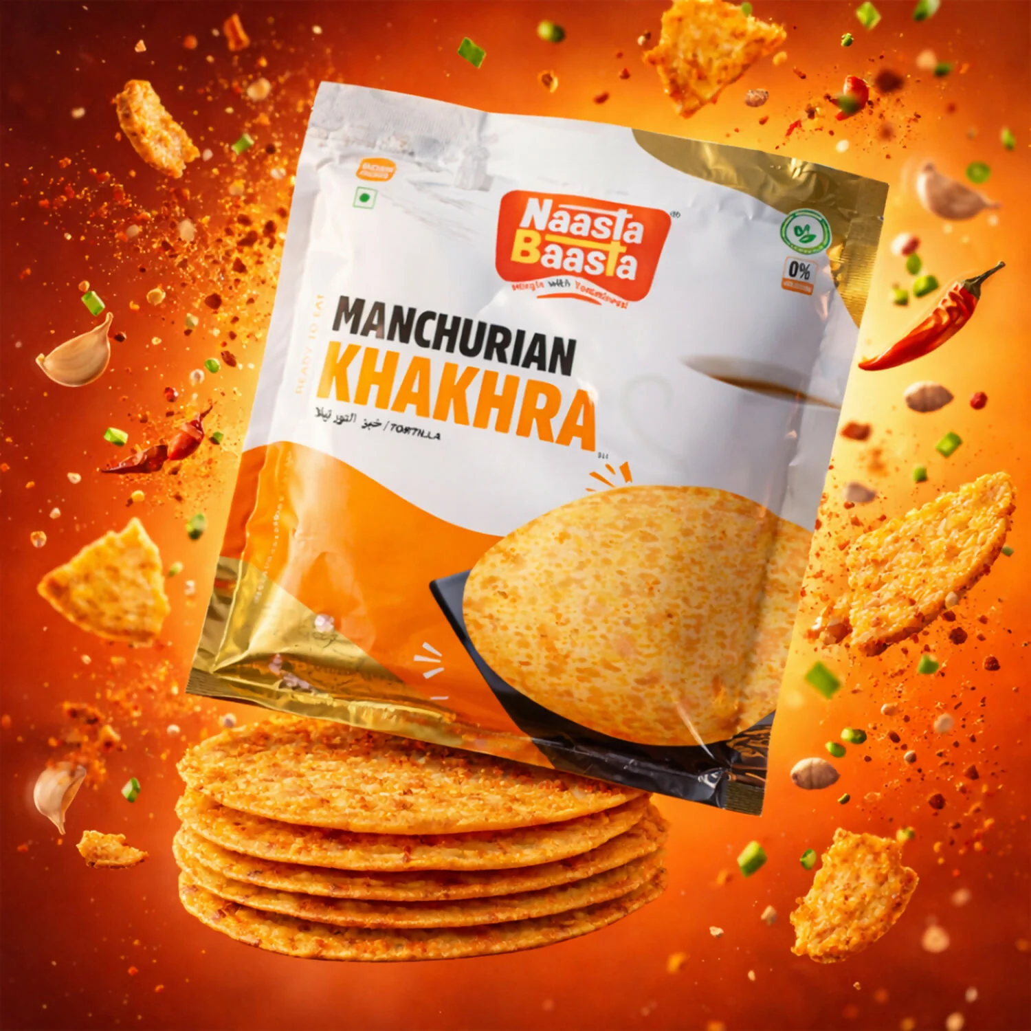 Naasta Baasta Manchurian Khakhra Healthy & Delicious Ready to Eat Crispy Fusion Snack(200gm) - Image 2