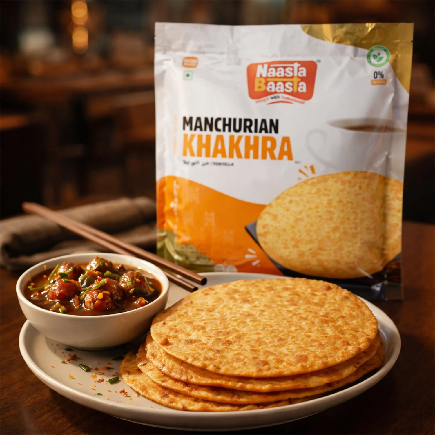 Naasta Baasta Manchurian Khakhra Healthy & Delicious Ready to Eat Crispy Fusion Snack(200gm) - Image 3