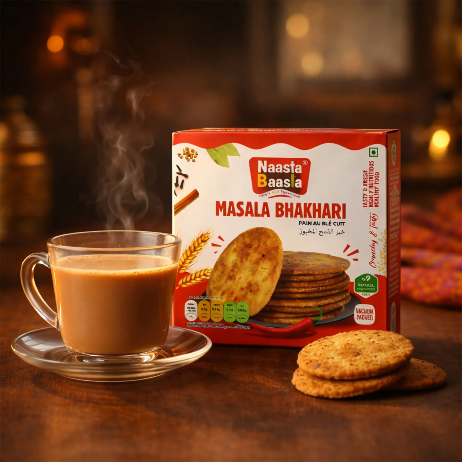 Naasta Baasta Masala Bhakhari Ready-to-Eat Crispy Spiced Wheat Snack (200 Gm) - Image 4