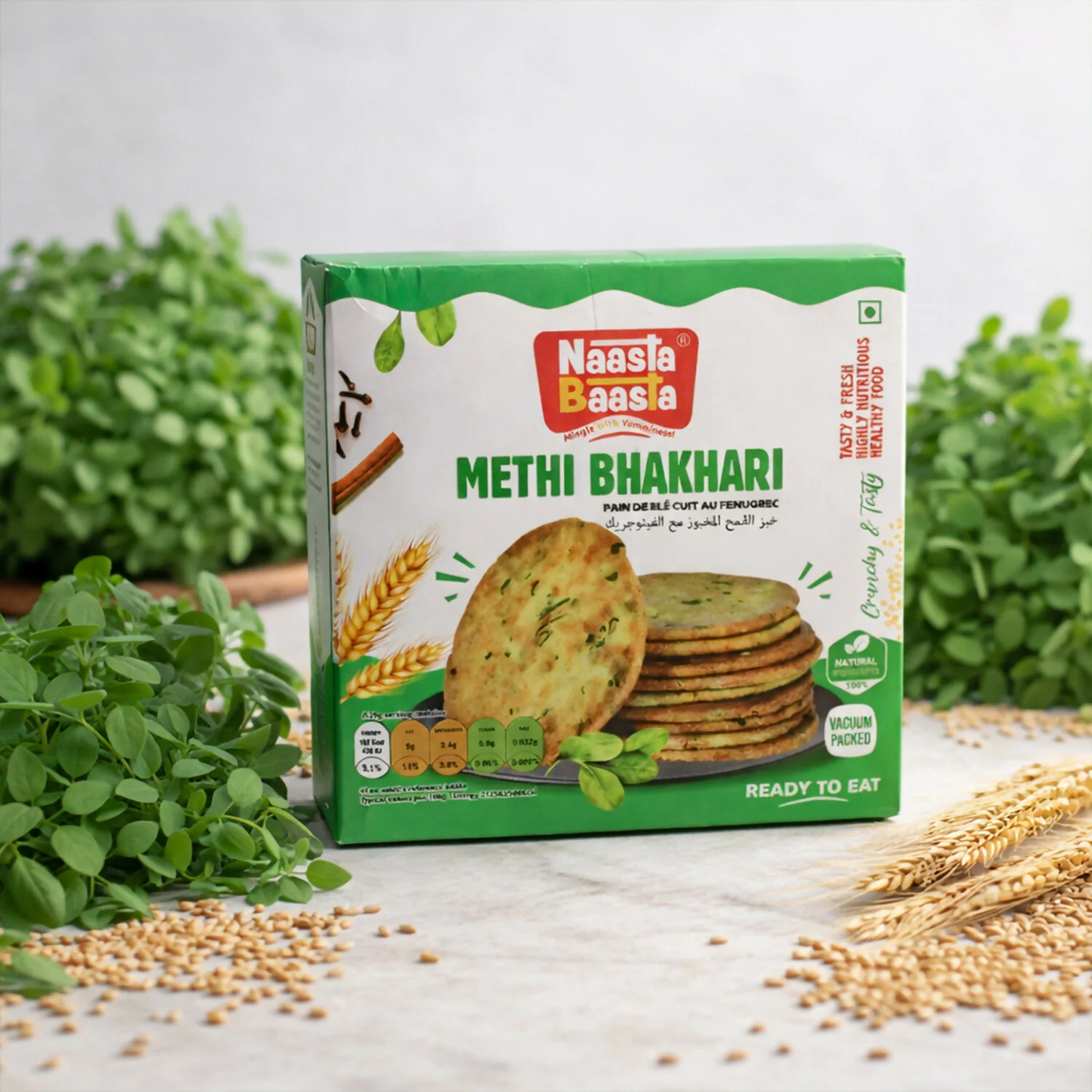 Naasta Baasta Methi Bhakhari Ready-to-Eat Crispy Fenugreek Wheat Snack (200 Gm) - Image 2