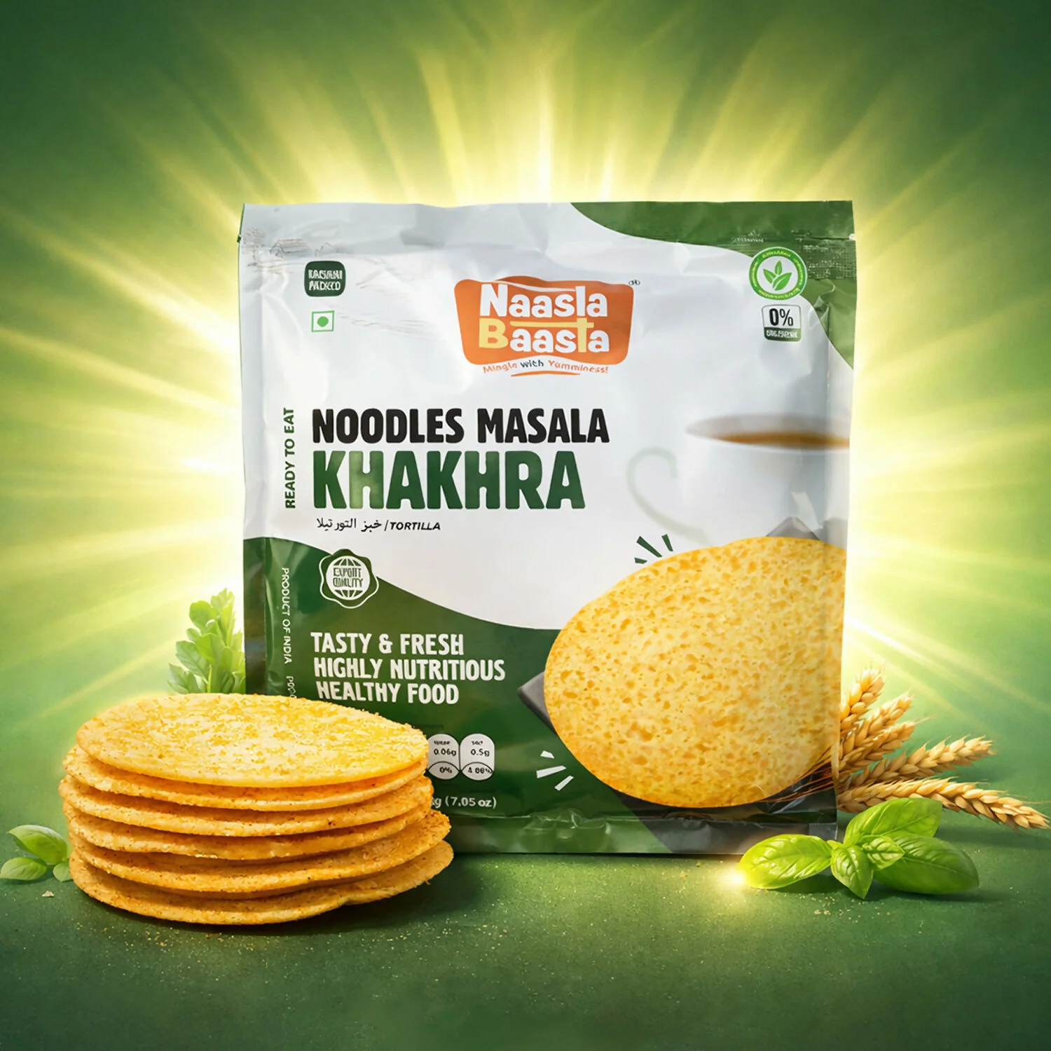 Naasta Baasta Noodles Masala Khakhra – Ready To Eat Whole Wheat Crispy & Highly Nutritious Healthy Snack (200gm) - Image 3