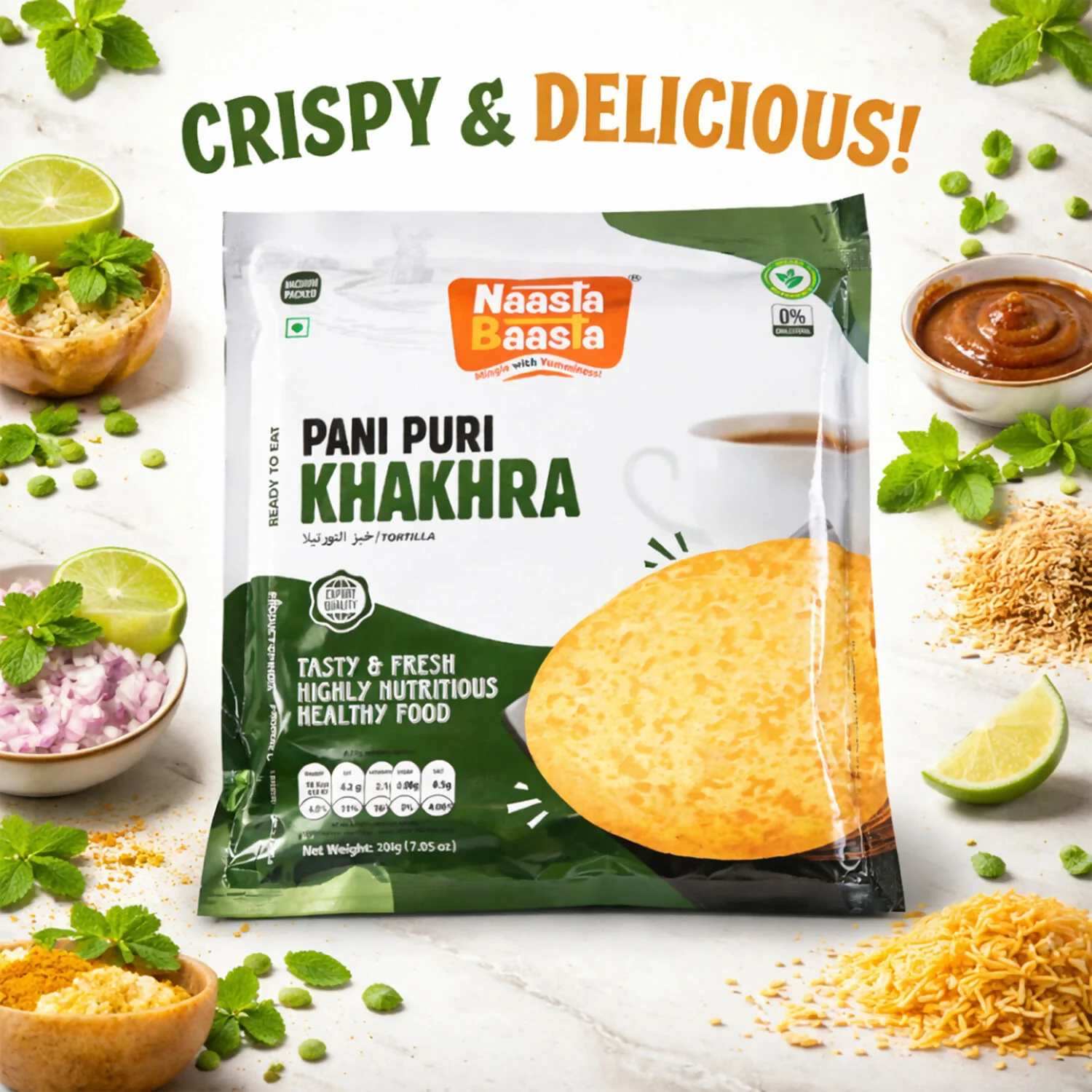 Naasta Baasta Pani Puri Khakhra -Tasty & Fresh Highly Nutritious Healthy Food (200gm) - Image 2