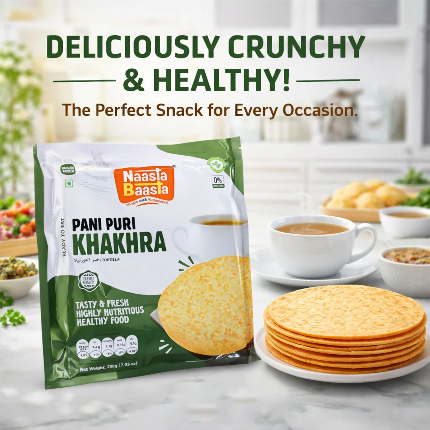 Naasta Baasta Pani Puri Khakhra -Tasty & Fresh Highly Nutritious Healthy Food (200gm) - Image 3