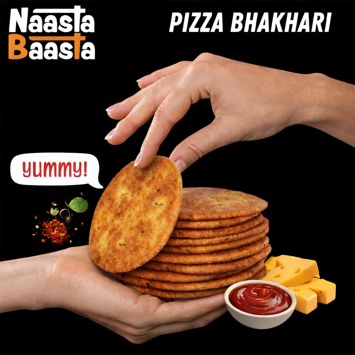 Naasta Baasta Pizza Bhakhari - Pizza Flavor & Crispy Ready to Eat Snack Delight (200 Gm) - Image 3