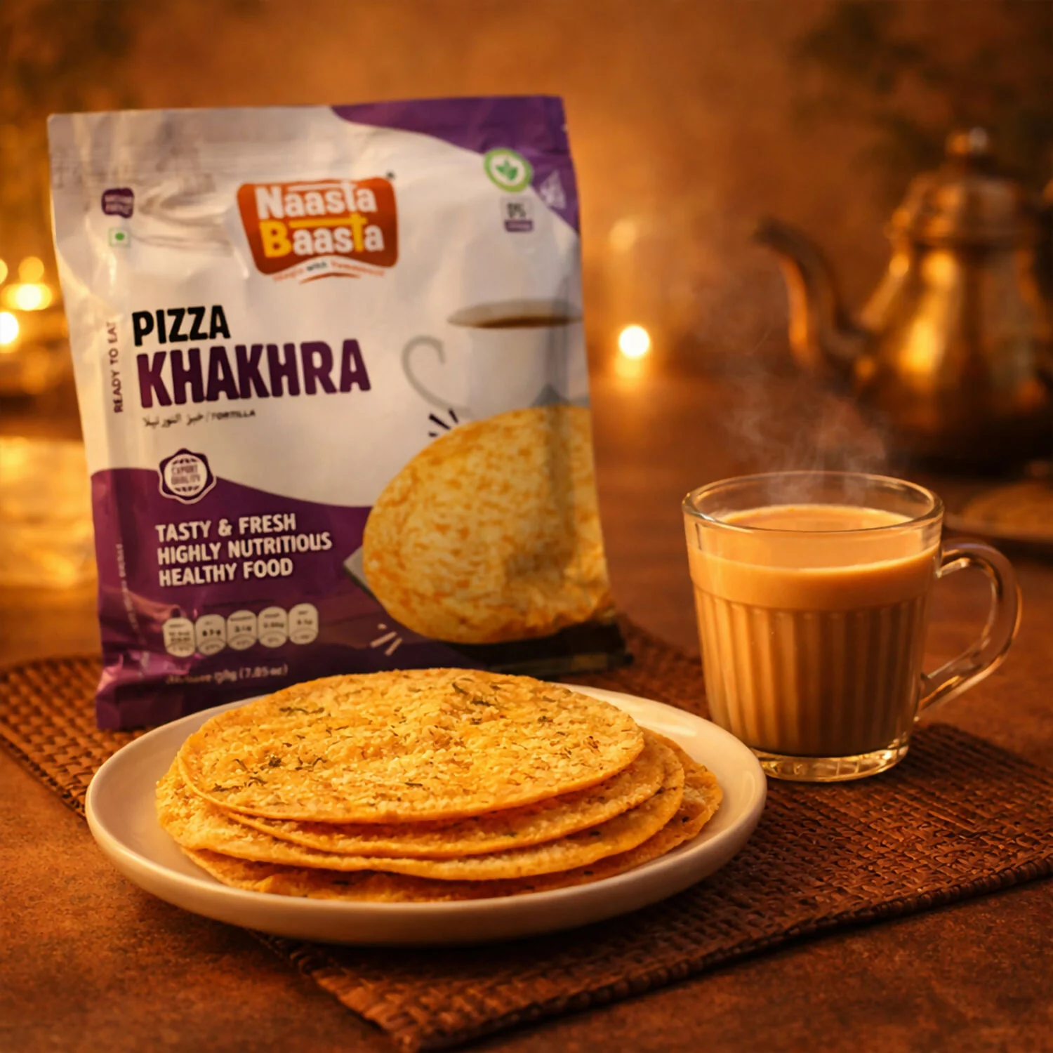 Naasta Baasta Pizza Khakhra Crispy & Cheesy Whole Wheat Ready to Eat Snack (200gm) - Image 3