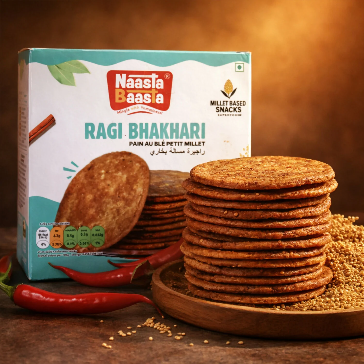 Naasta Baasta Ragi Bhakhari - Crispy Millet Based Ready to Eat Healthy Snack (200gm) - Image 3