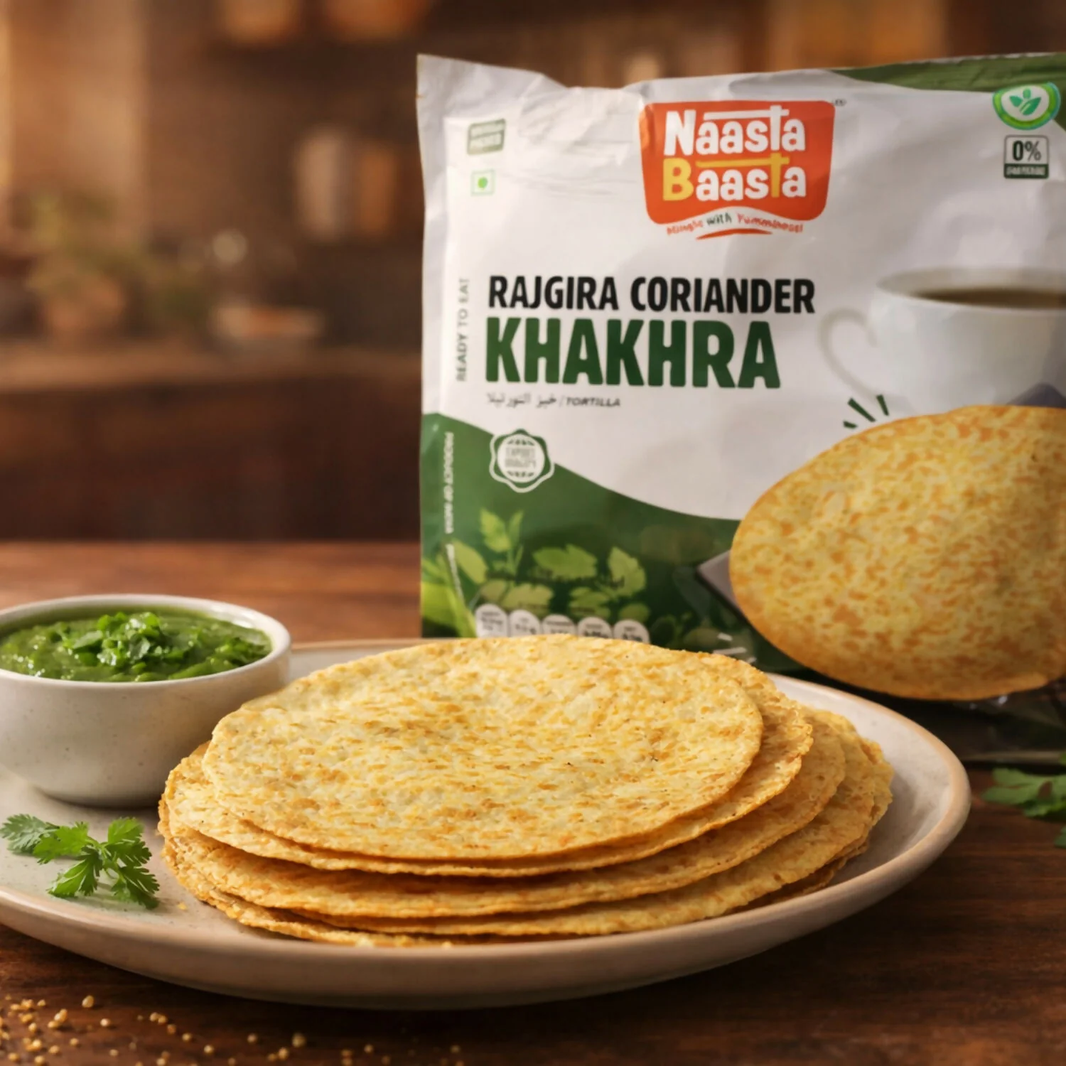 Naasta Baasta Rajgira Coriander Khakhra Gluten Free Ready to Eat Healthy Snack (200gm) - Image 4