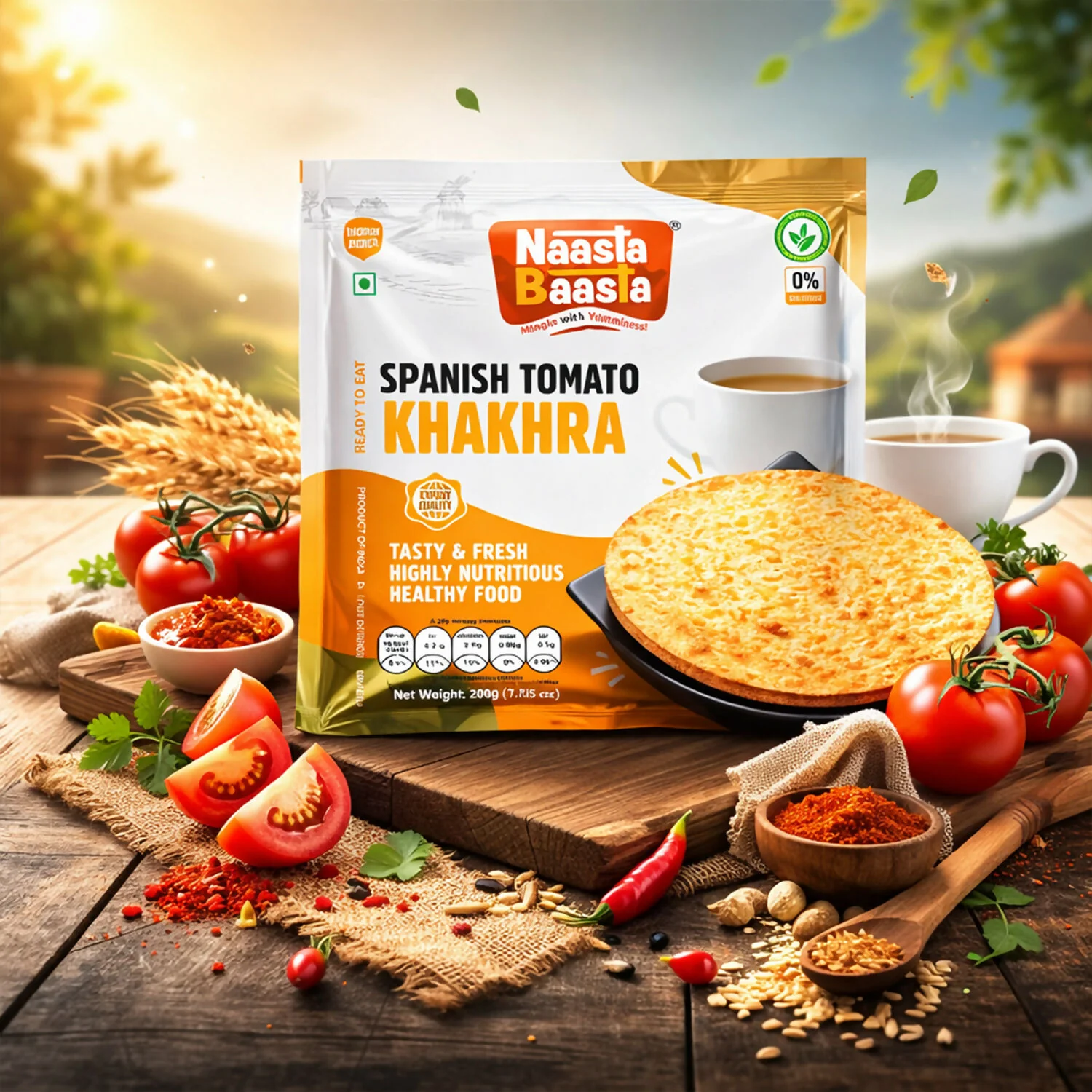 Naasta Baasta Spanish Tomato Khakhra – Tasty & Fresh Highly Nutritious Healthy Food (200Gm) - Image 3