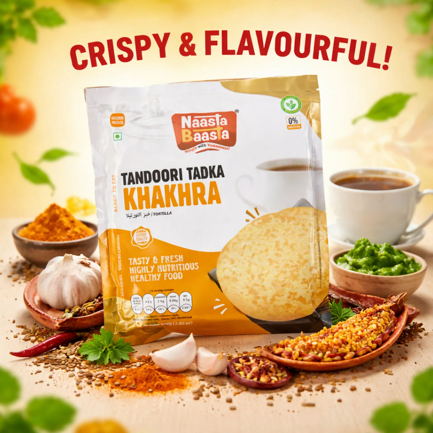 Naasta Baasta Tandoori Tadka Khakhra - Crispy Ready to Eat Snack (200 Gm) - Image 4