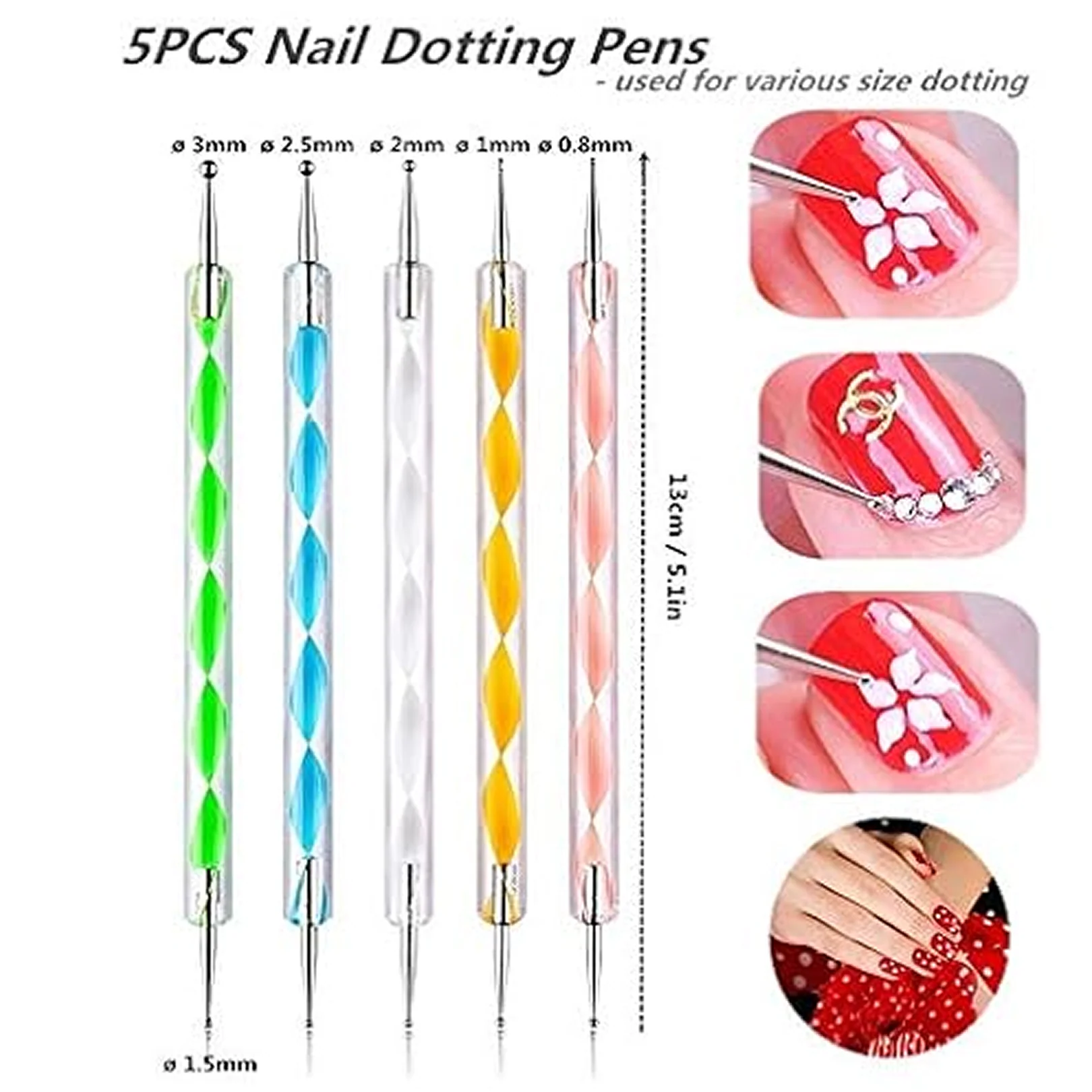 Nail Art Point Pen and Set Used by Women's for Their Fashion Purposes (Pack of 5Pcs) - Image 2