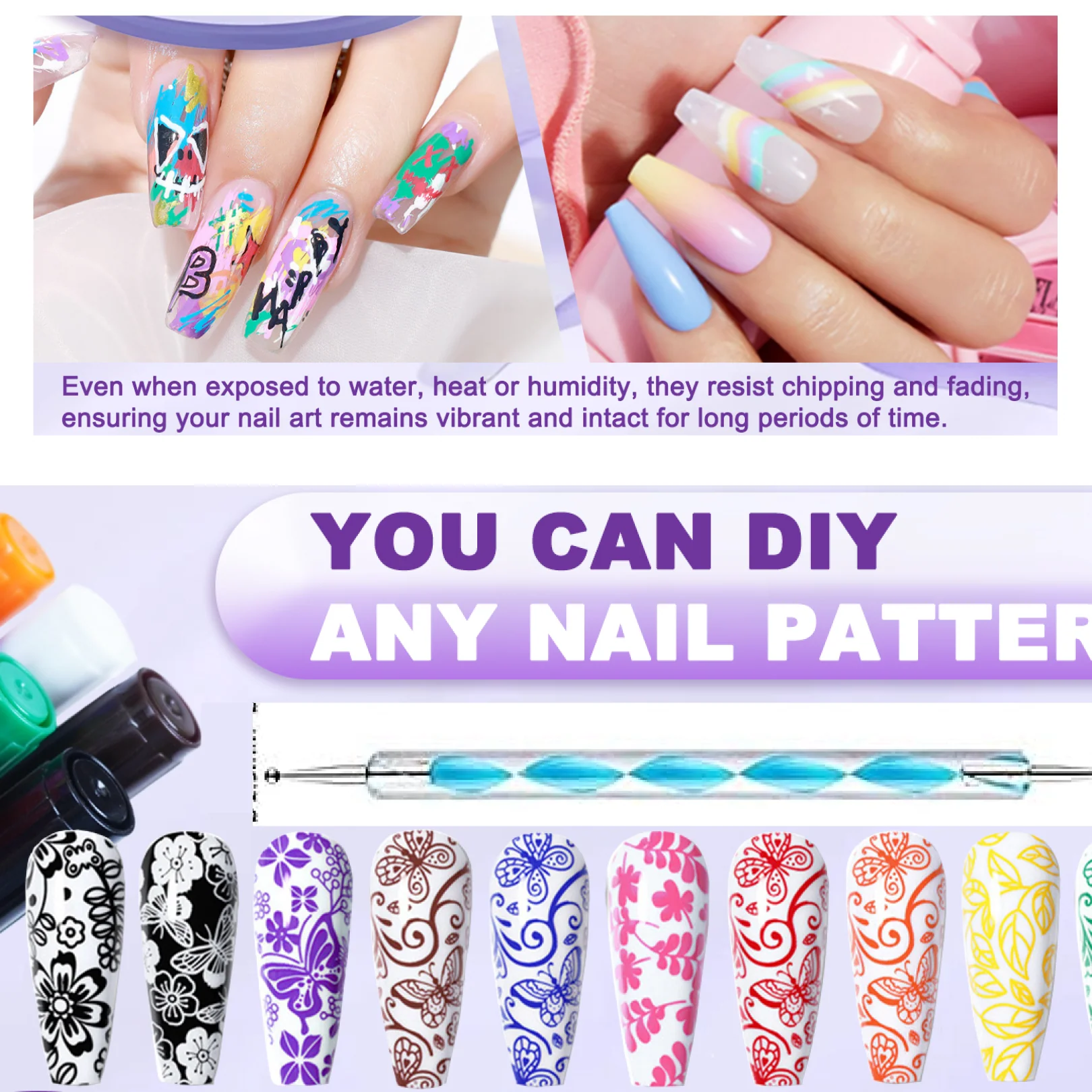 Nail Art Point Pen and Set Used by Women's for Their Fashion Purposes (Pack of 5Pcs) - Image 3