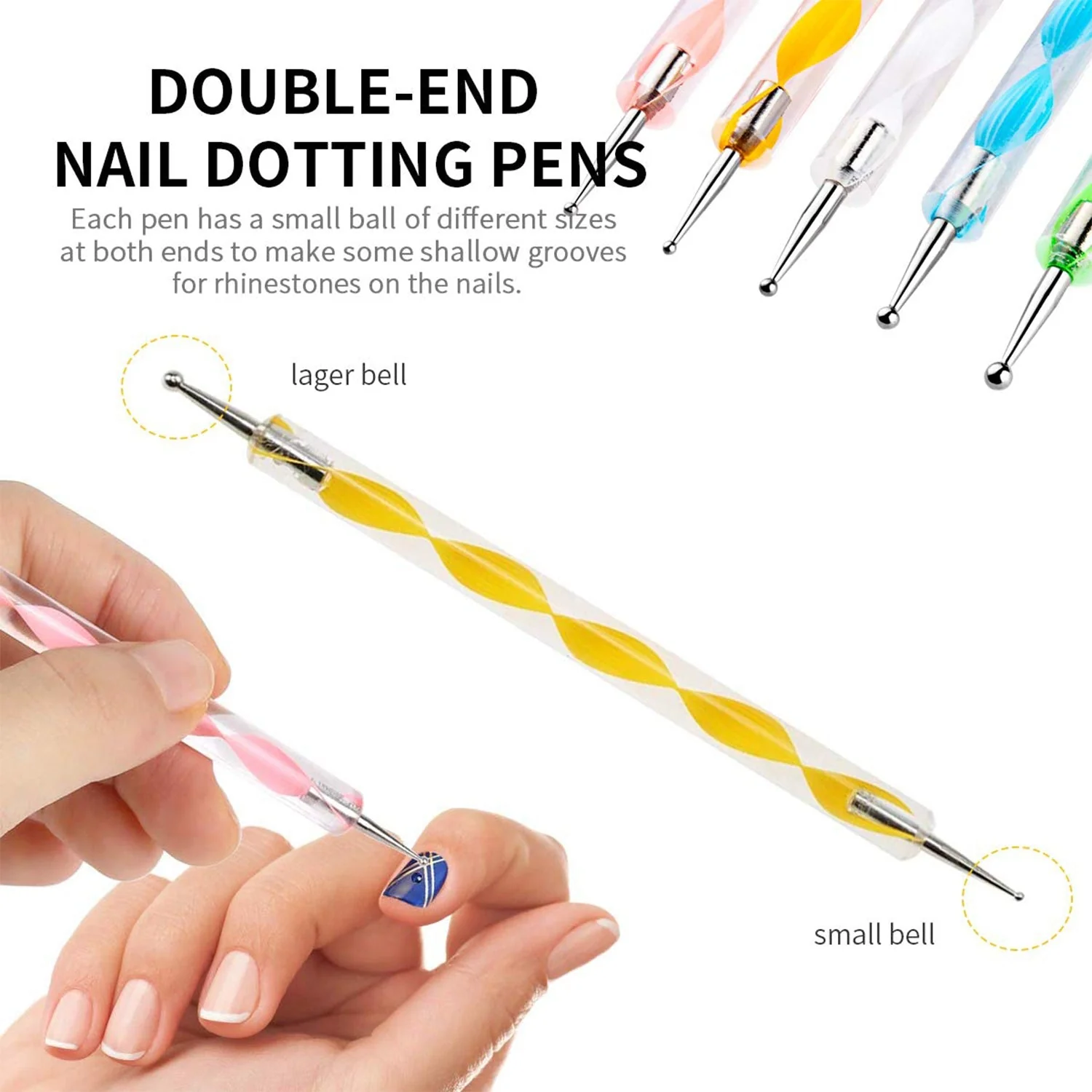Nail Art Point Pen and Set Used by Women's for Their Fashion Purposes (Pack of 5Pcs) - Image 8