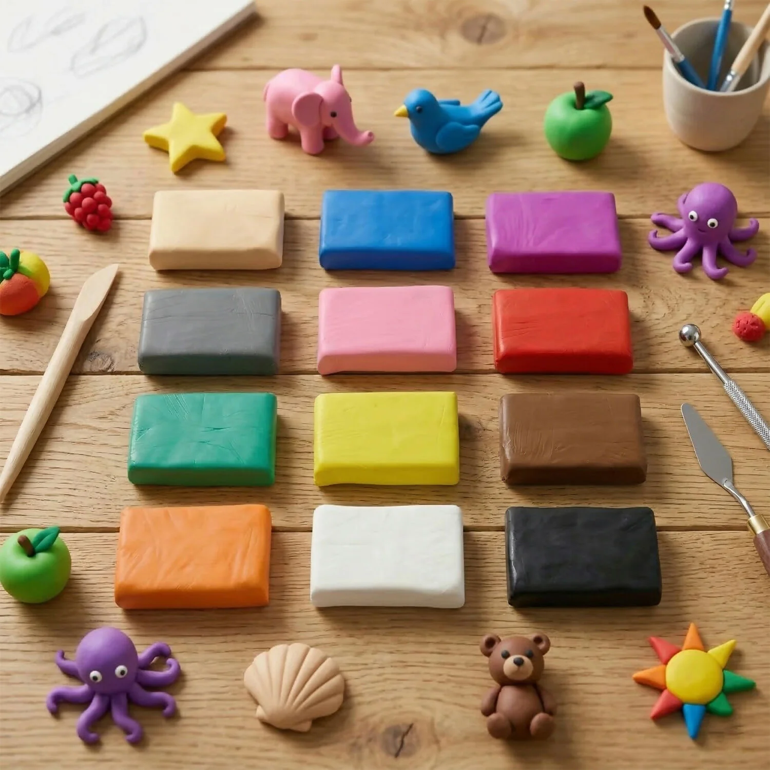Nara 12 Color Modelling Clay Kit, Soft Creative Play Dough Set for Kids (60 Gm/24 Bars) - Image 3