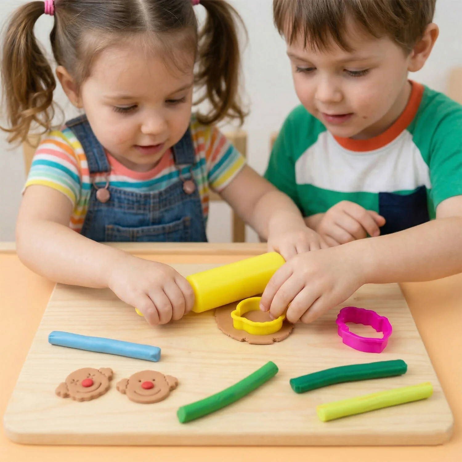 Nara 12 Color Modelling Clay Set with Roller & Cutters Creative Play Dough Kit for Kids (100 Gm) - Image 4