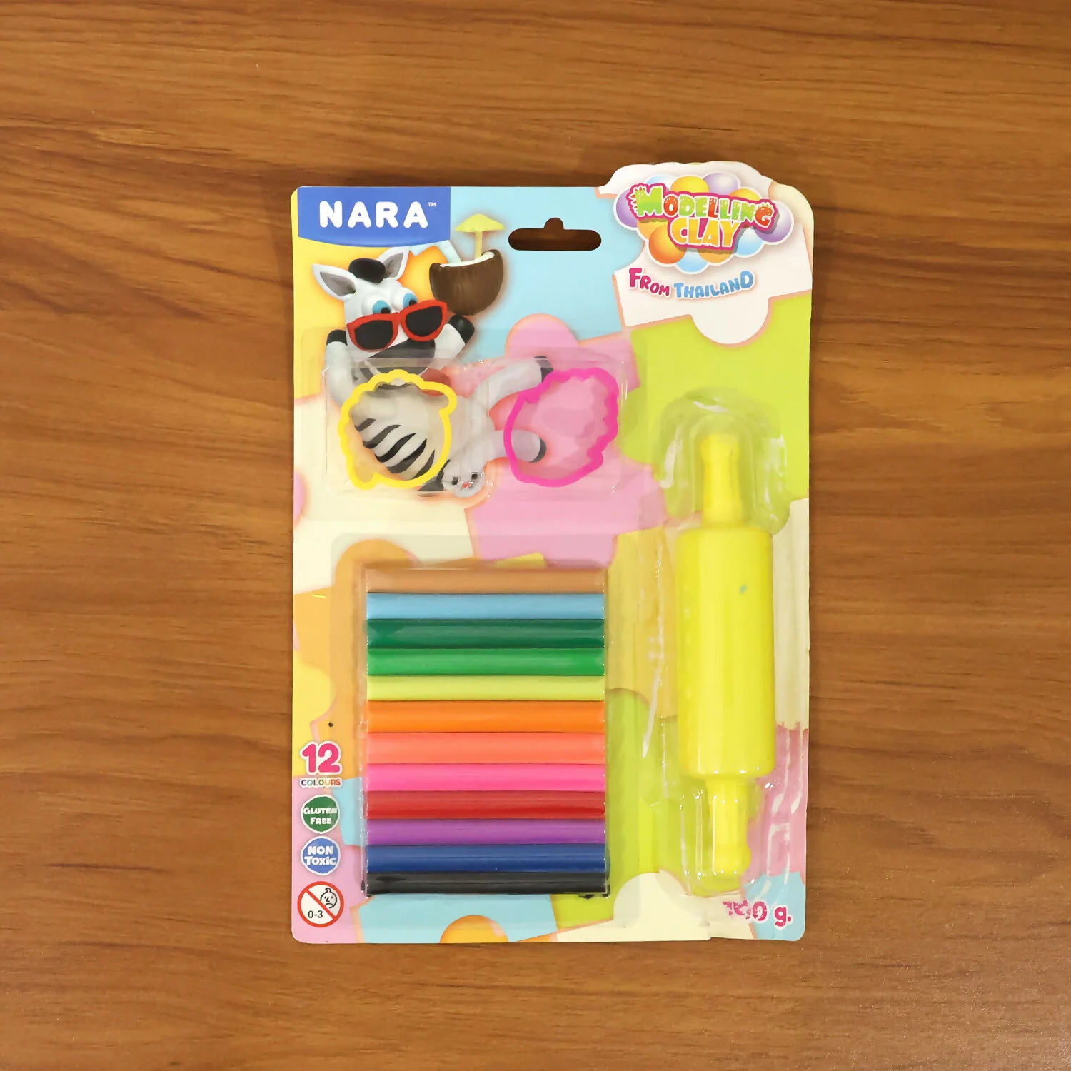 Nara 12 Color Modelling Clay Set with Roller & Cutters Creative Play Dough Kit for Kids (100 Gm) - Image 7